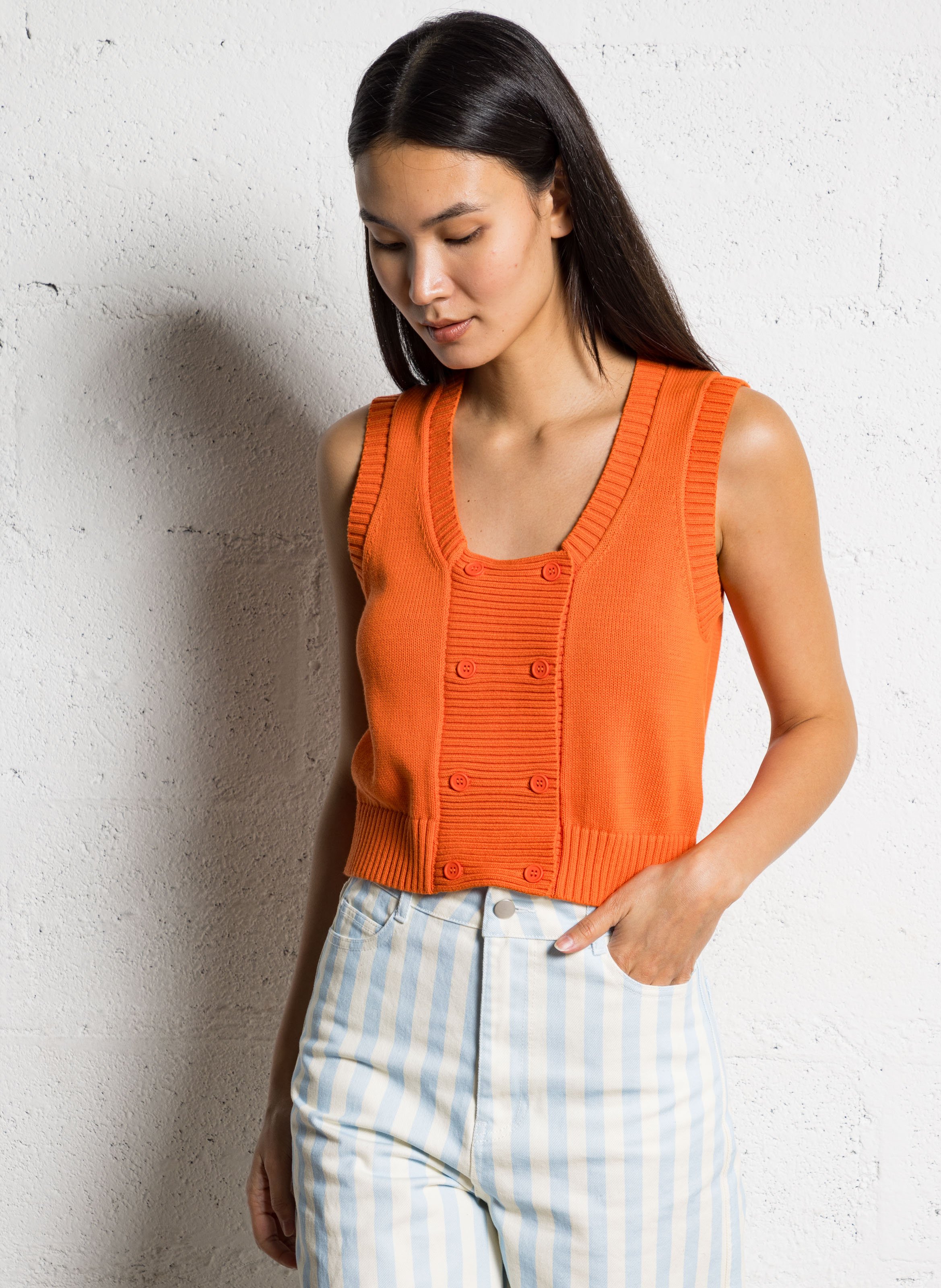 Massachusetts V-neck cotton cardigan THE TINY BIG SISTER Red