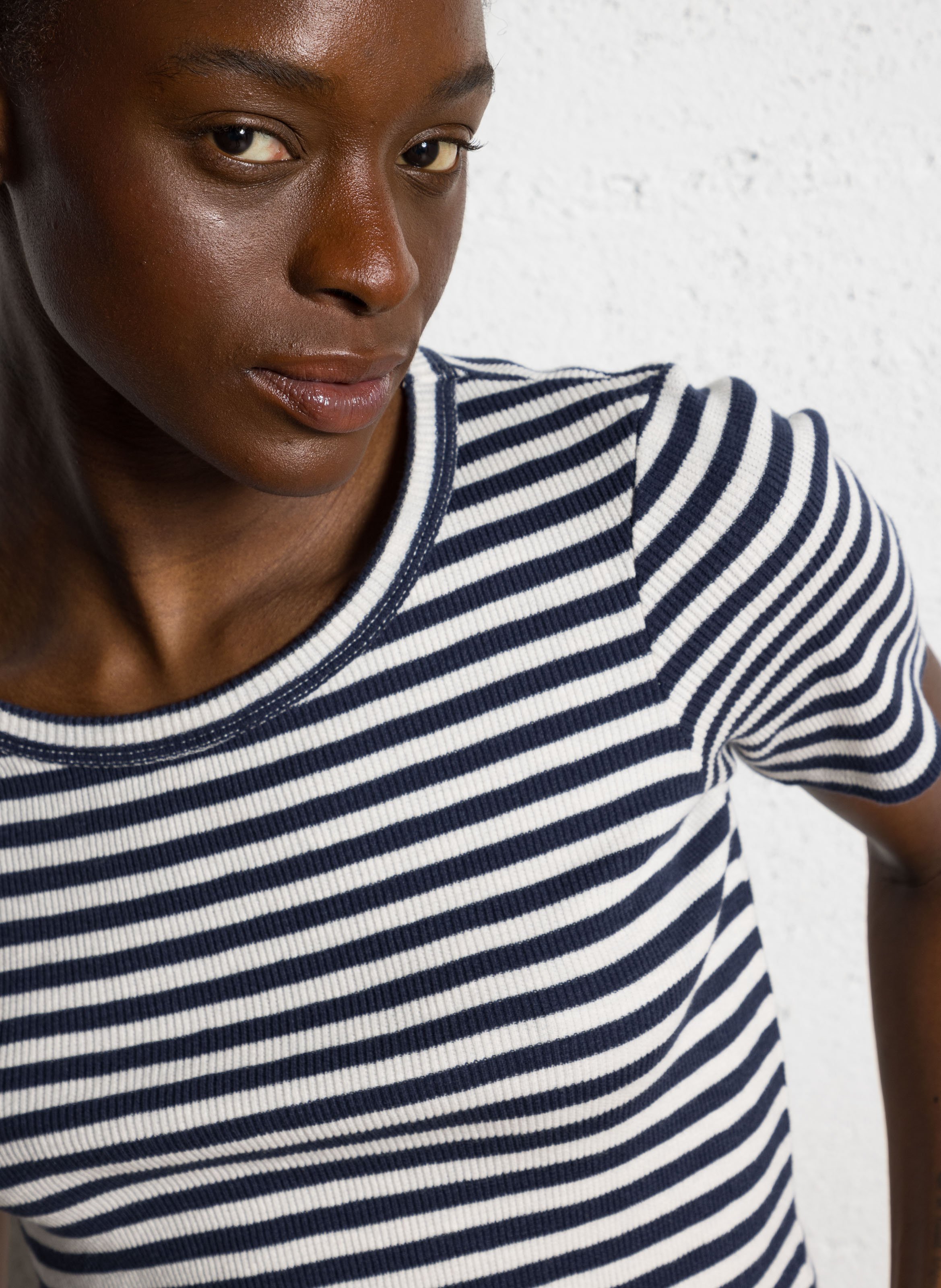 Fitted round-neck cotton-blend T-shirt HARTFORD Blue