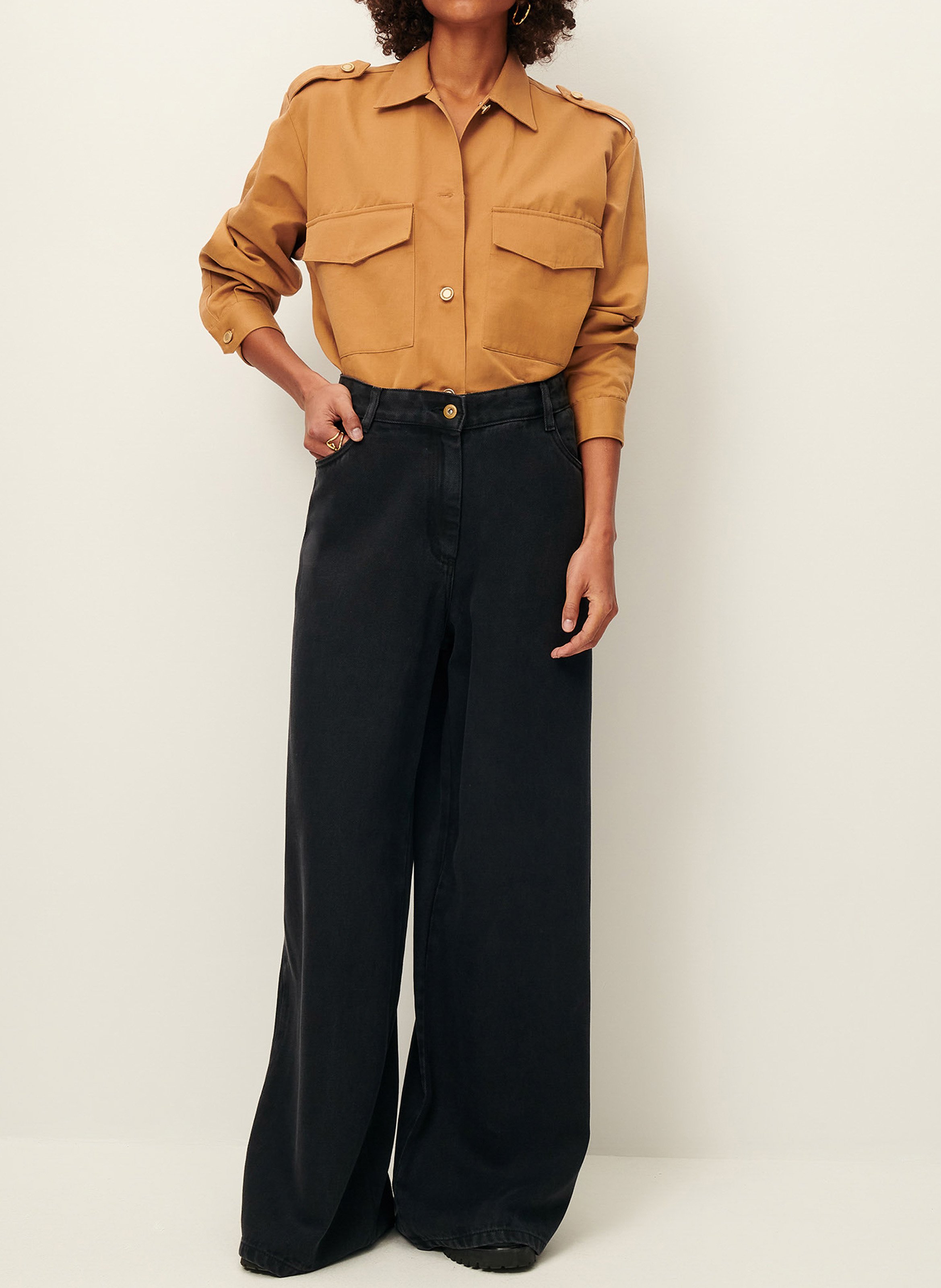 Wide-leg denim jeans SESSUN Black