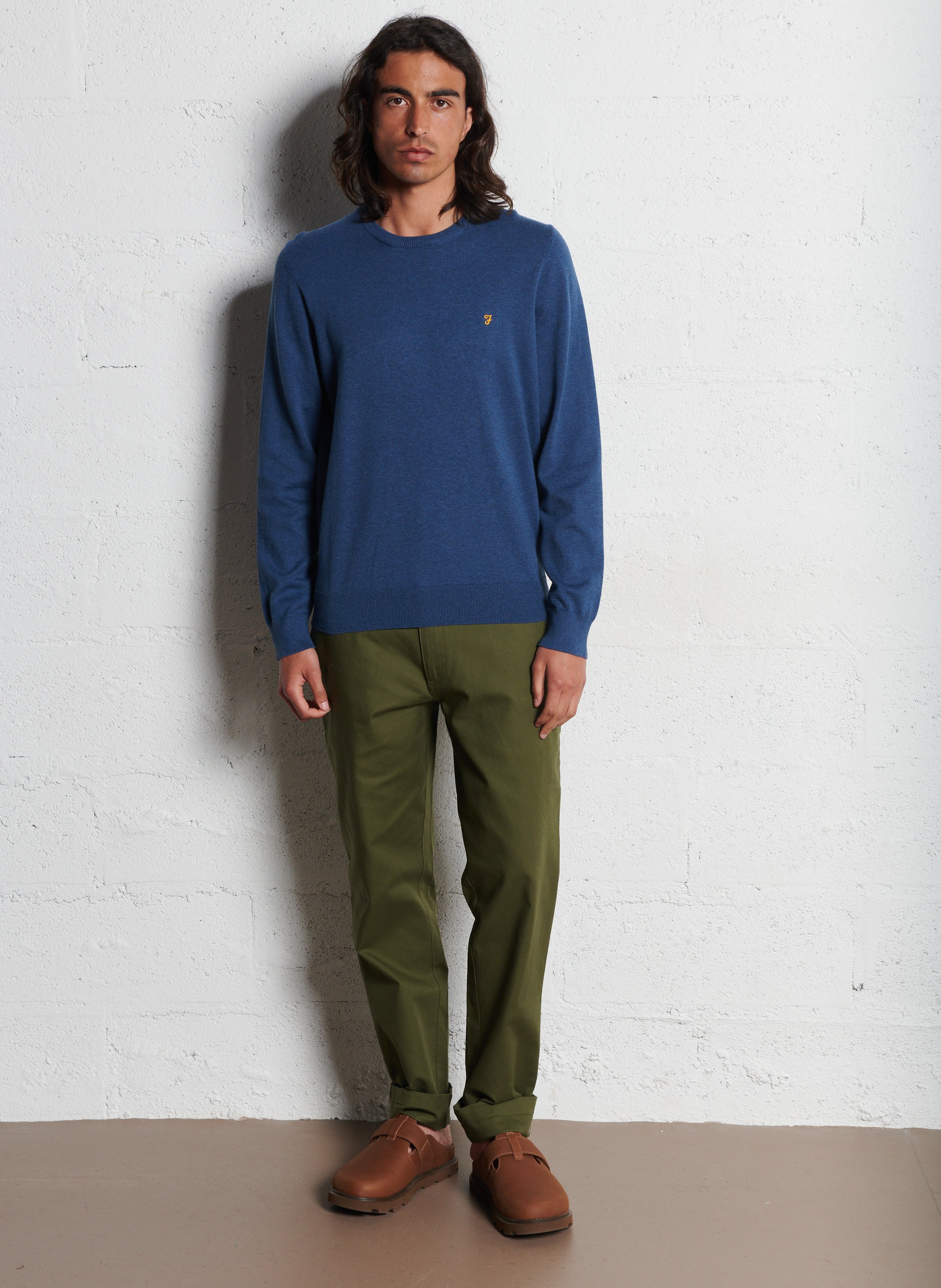 Slim-fit cotton cargo pants FARAH Green