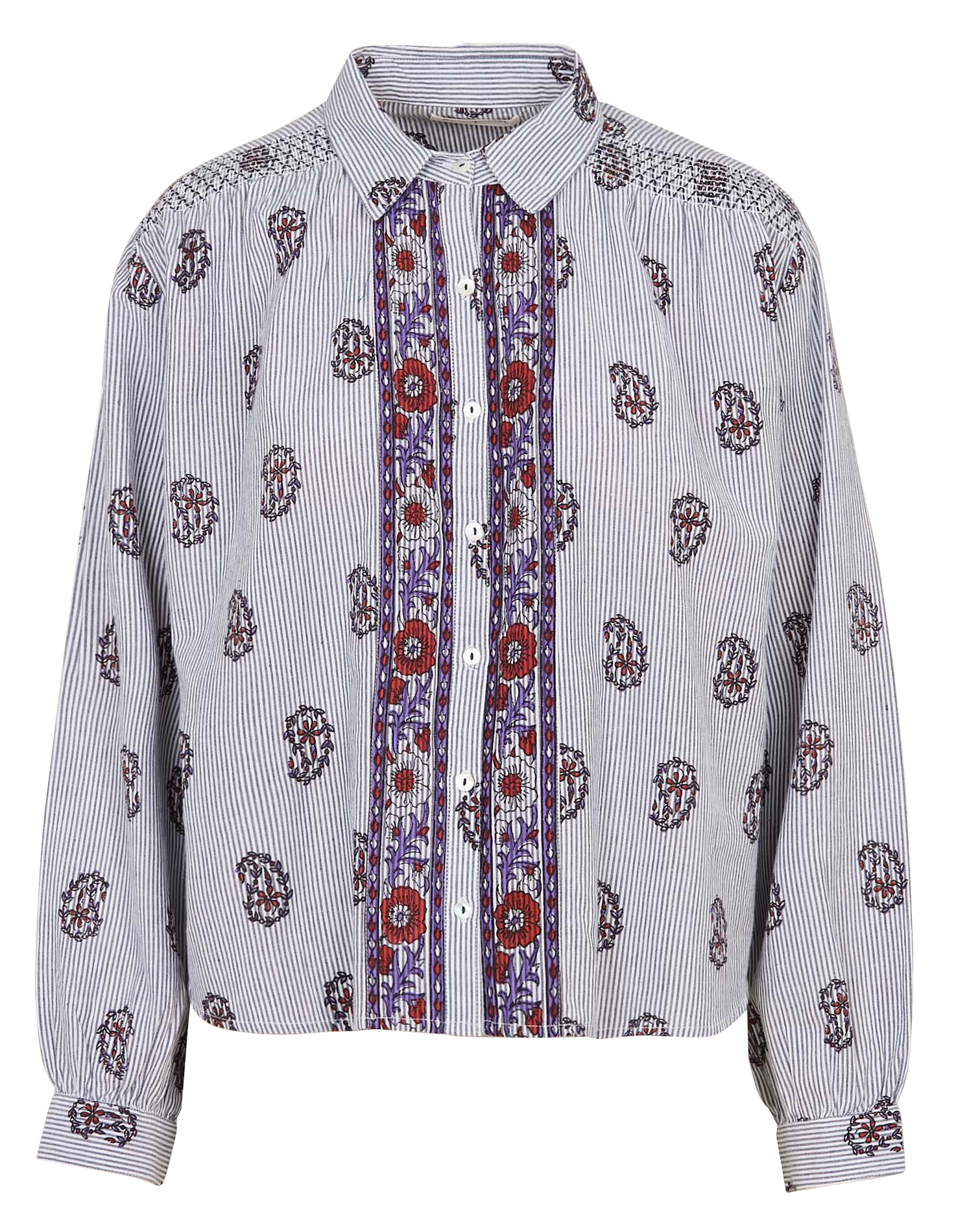 Chemise col classique manches contrastantes en coton MAISON HOTEL Blue