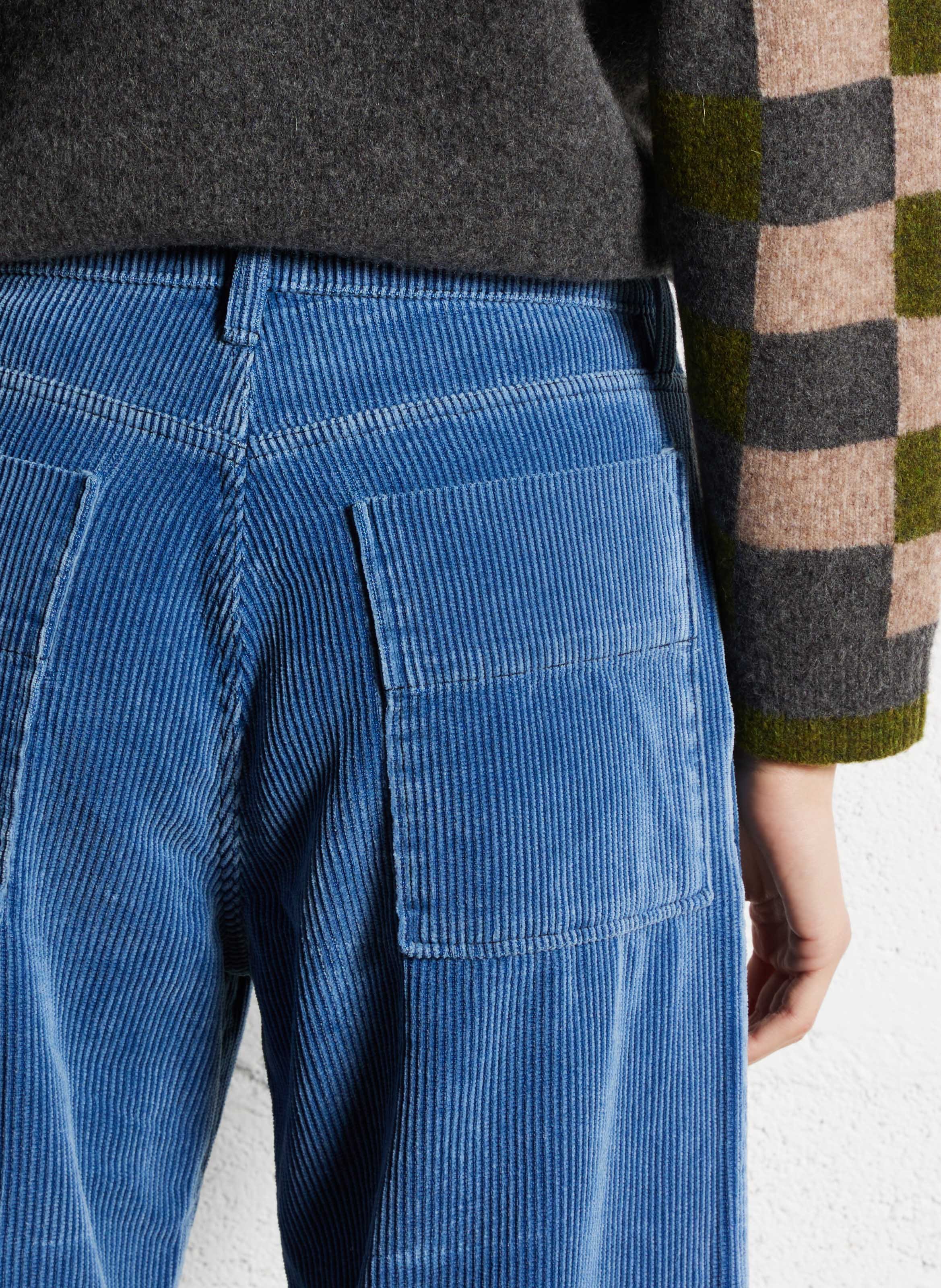 Wijde broek van ribfluweel van katoen ACQUAVERDE Blauw