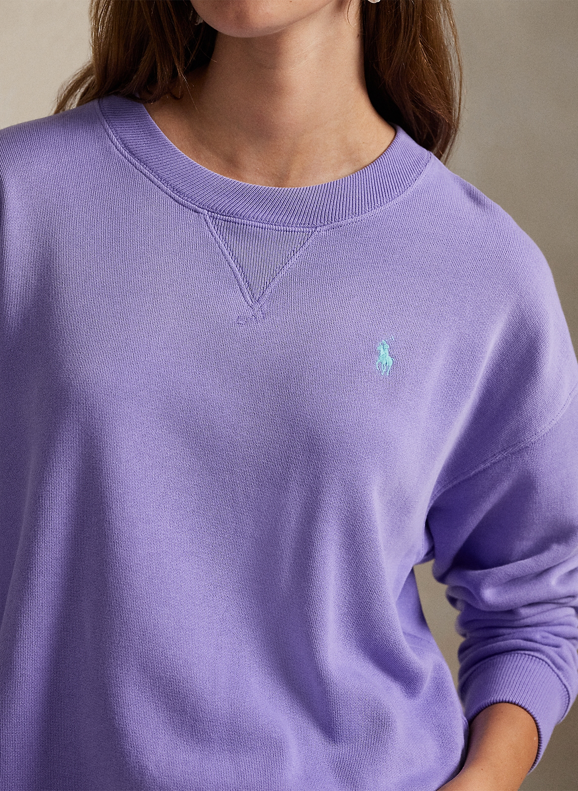 Sweat col rond en coton mélangé POLO RALPH LAUREN Violet