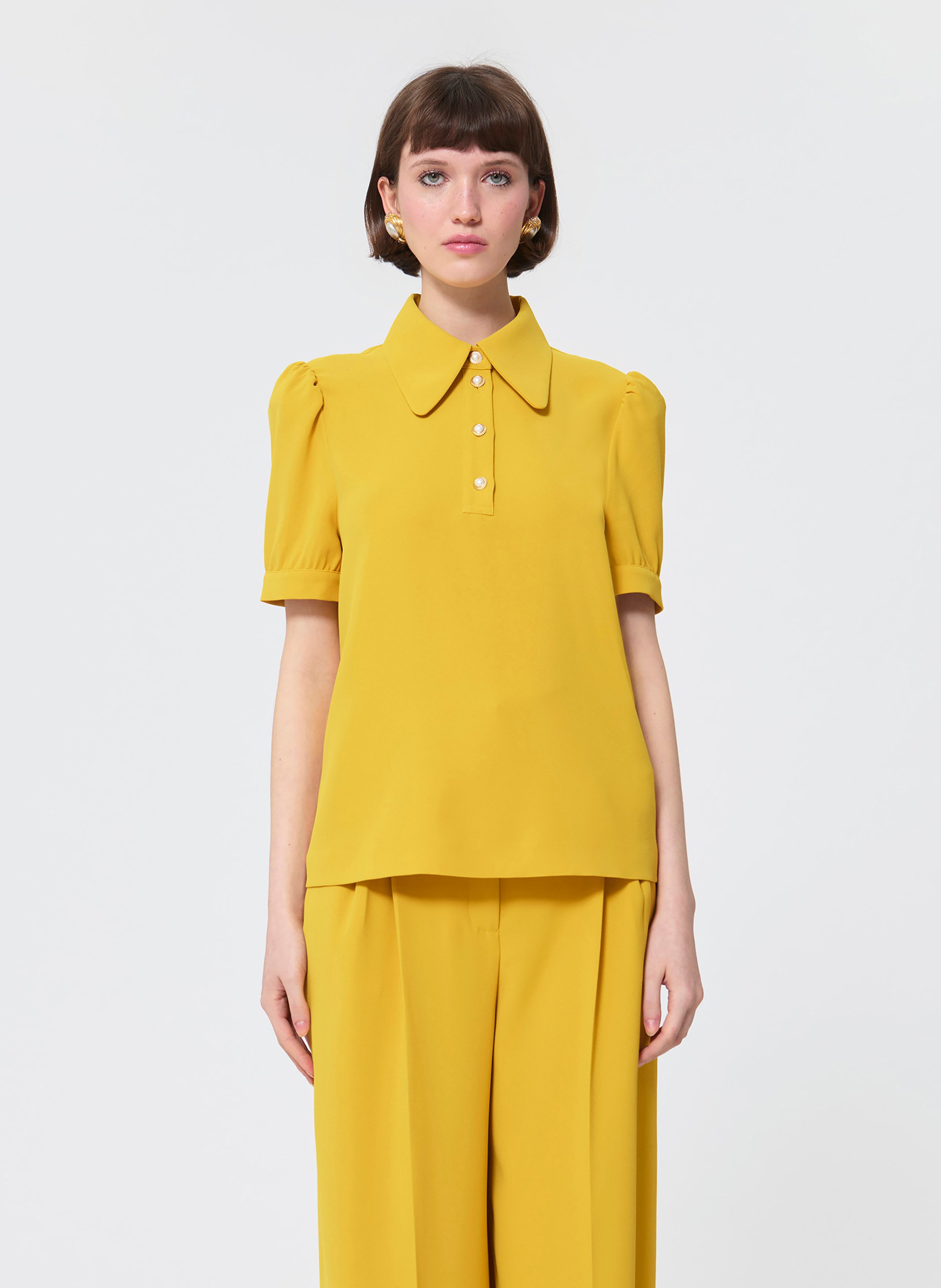 Short-sleeved polo with jewel buttons TARA JARMON Yellow