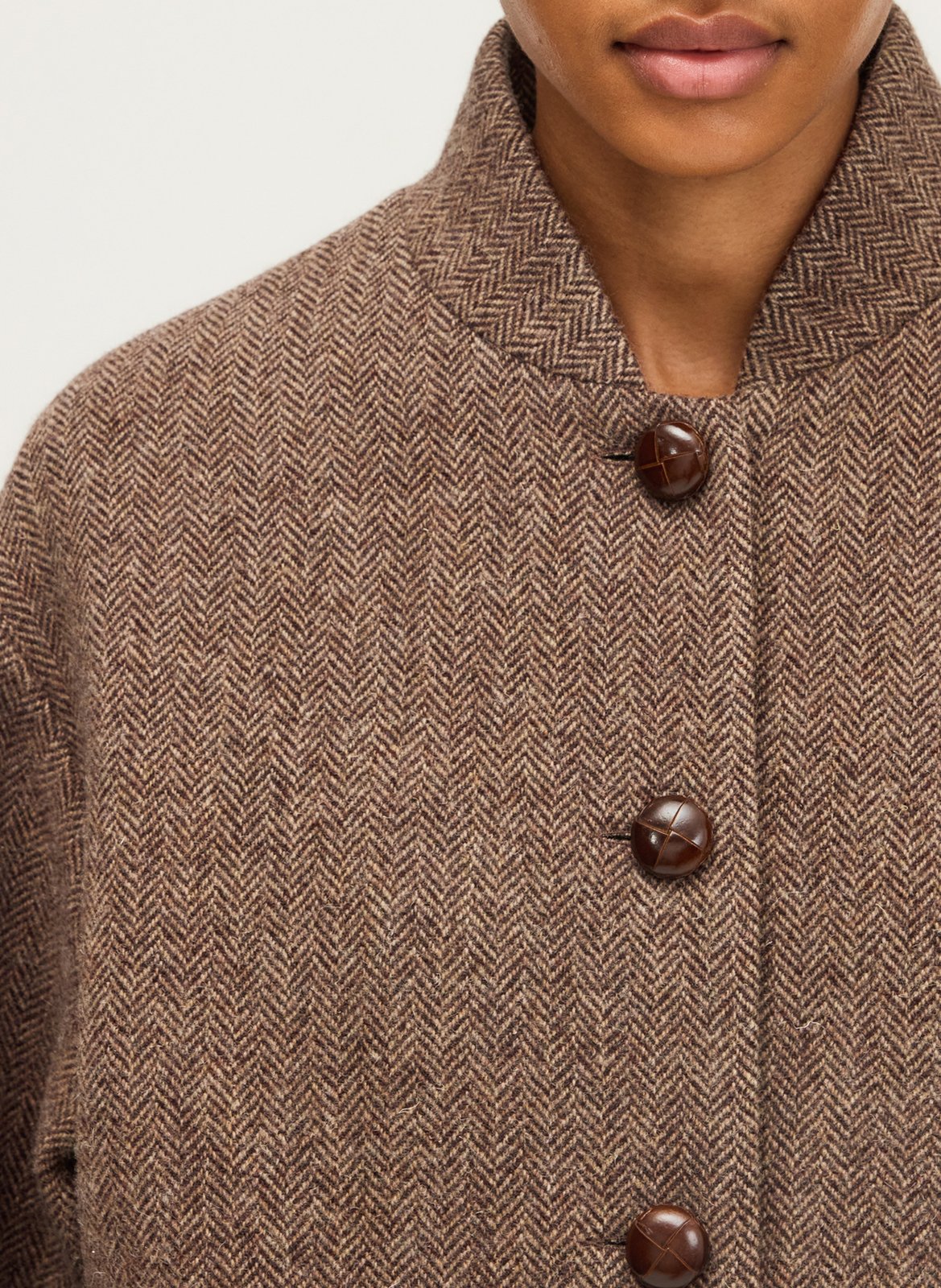 Oversized high neck wool jacket PABLO Brown