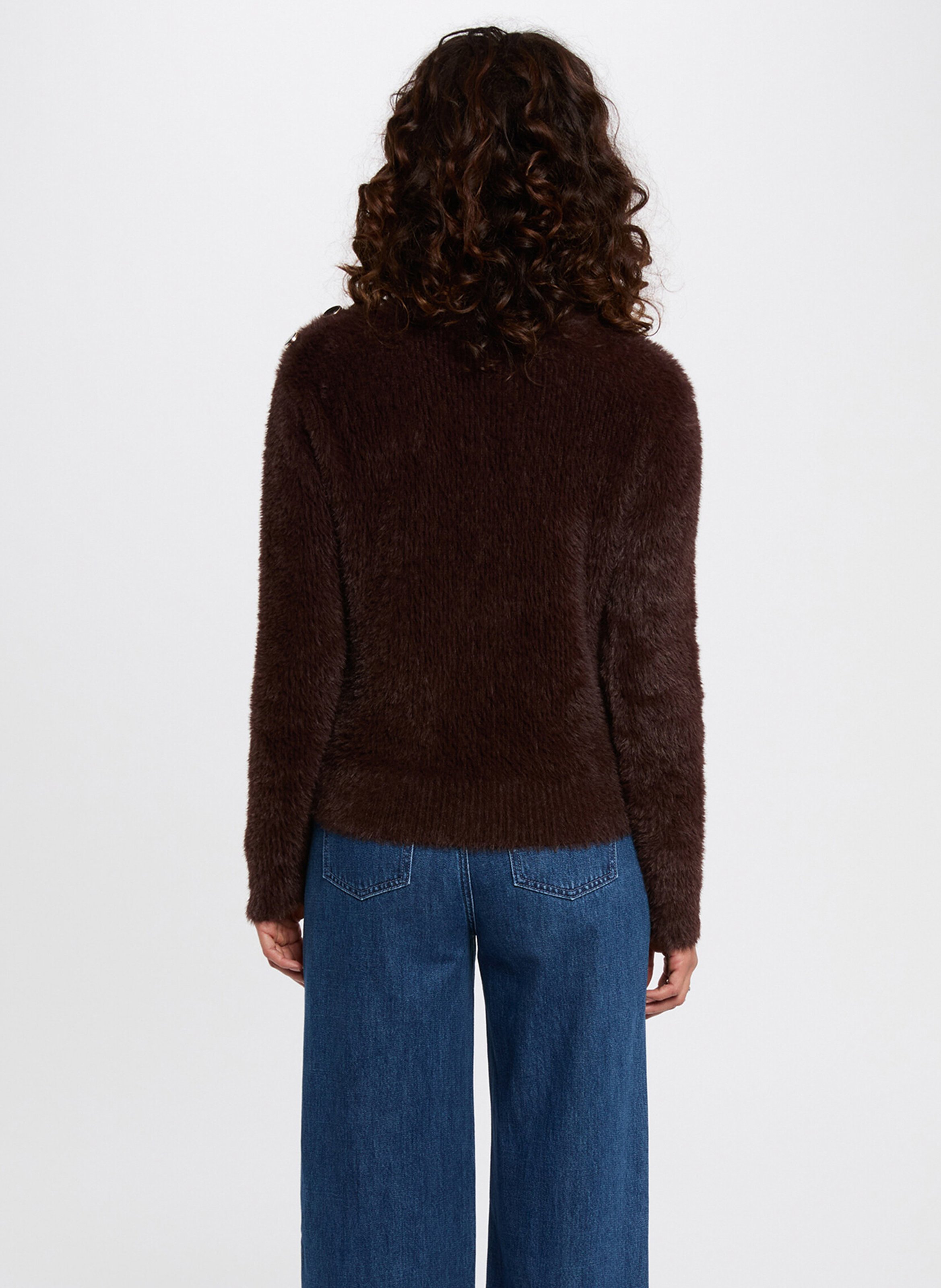 Top van tricot met ronde hals - viscoseblend MORGAN Bruin