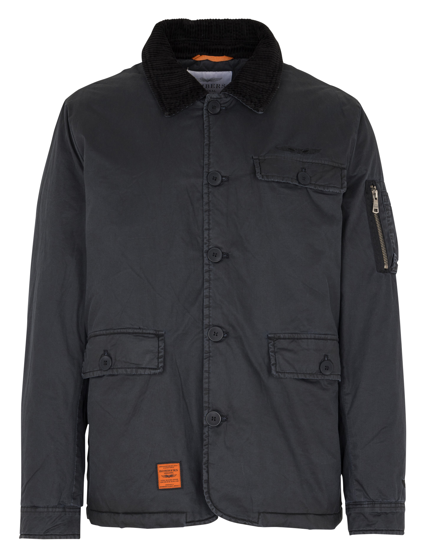 Veste boutonnée à col revers velours côtelé BOMBERS ORIGINAL Noir