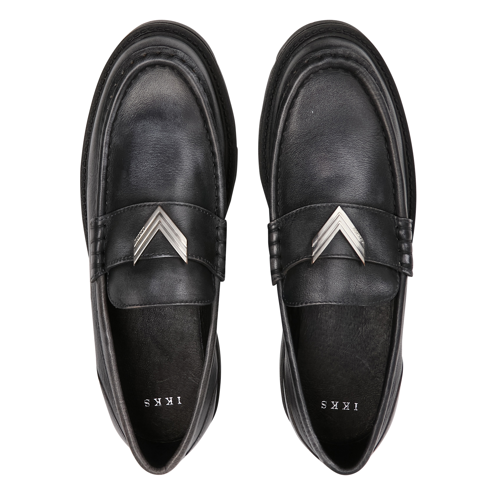 Leren mocassins met een verweerde look IKKS Grijs