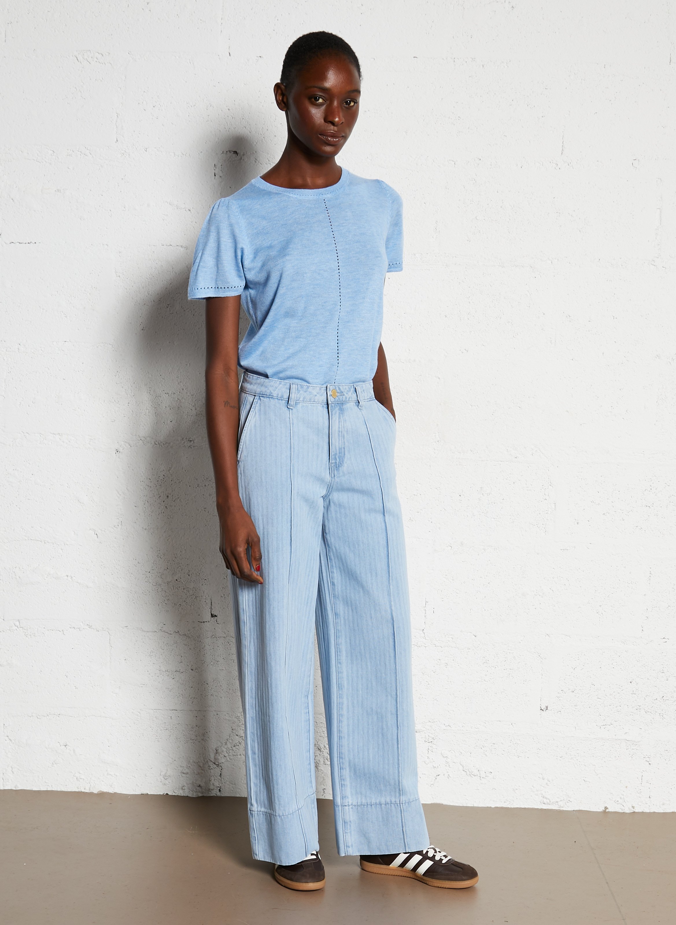 Weite Jeans aus Baumwoll-Mix LA PETITE ETOILE Stone-bleached Jeans