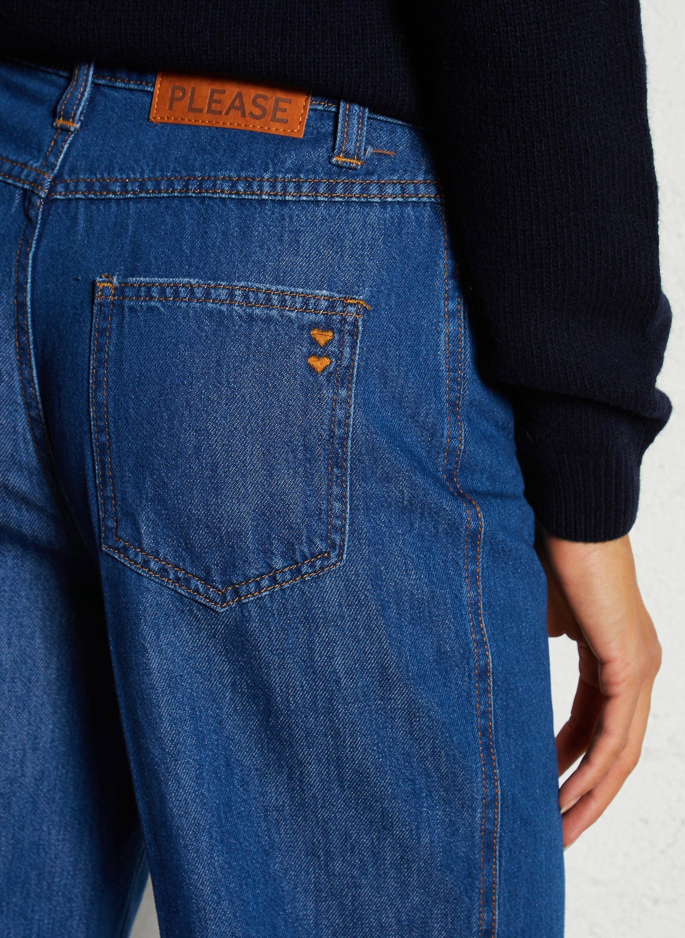 Cotton-blend wide-leg jeans PLEASE Blue