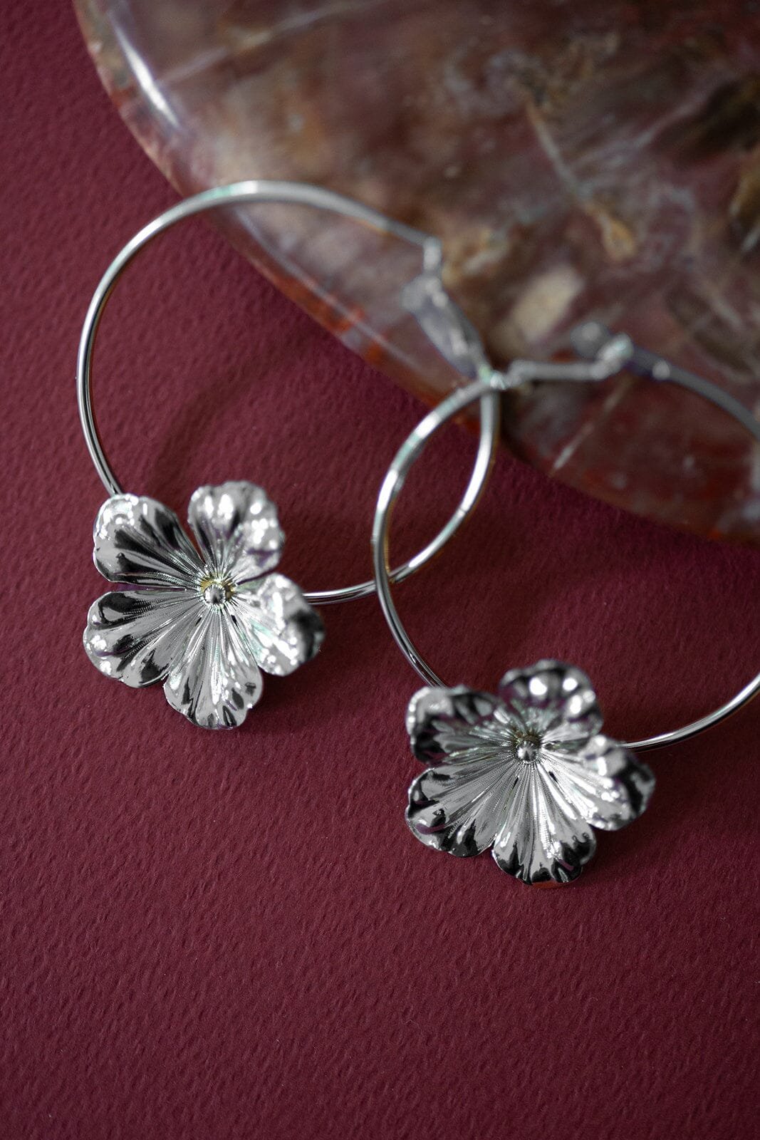 AGLAÉ - Silver-plated flower hoop earrings MONSIEUR SIMONE Silver