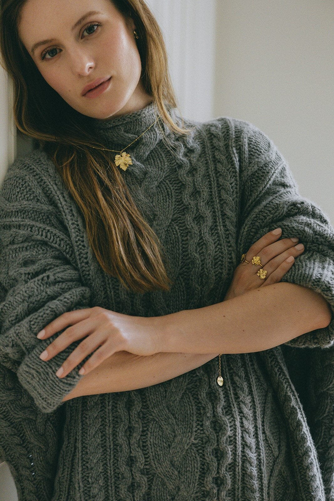 Gold-plated leaf necklace MONSIEUR SIMONE Silver