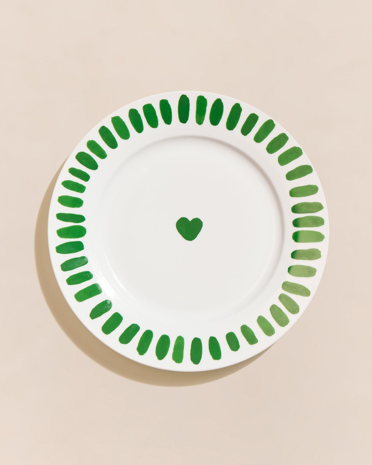 L'assiette coeur vert en porcelaine EMOI EMOI Blanc