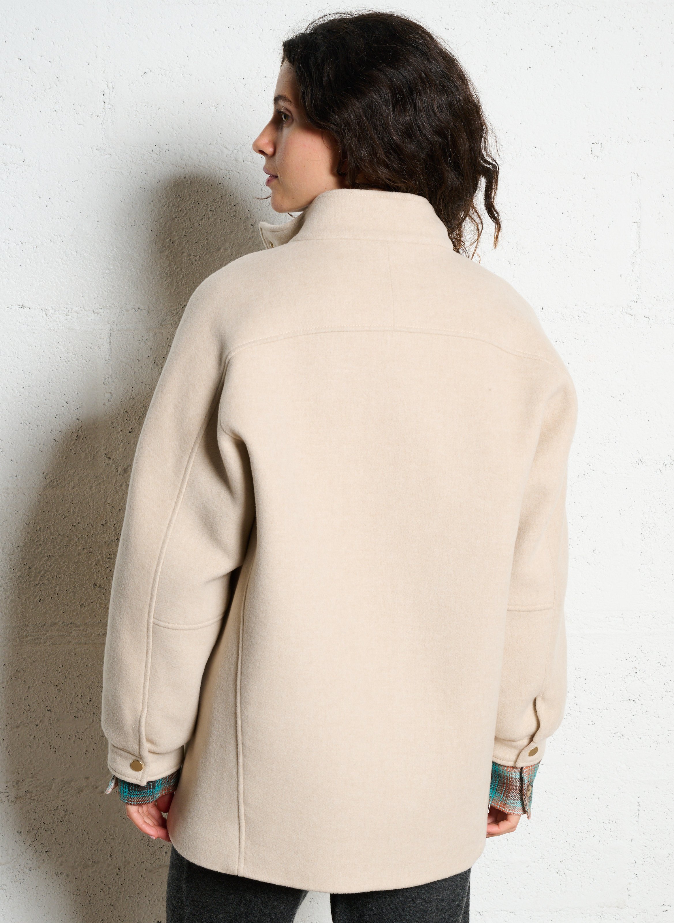 Solid color buttoned straight coat MAISON 123 White