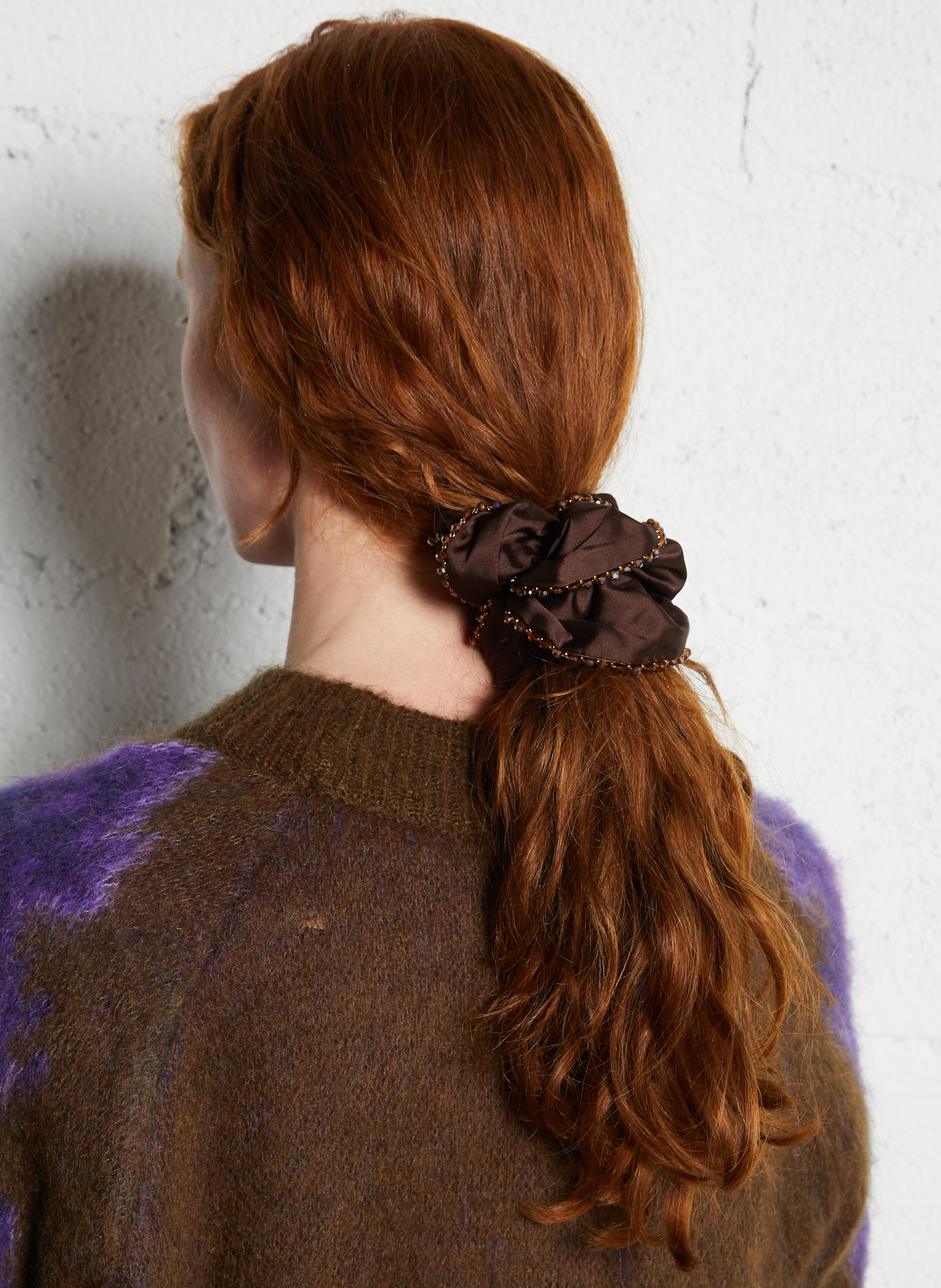 Chouchou avec perles BECKSONDERGAARD Marron