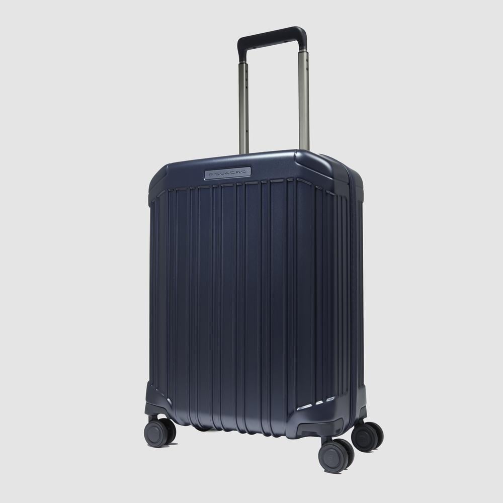Cabin trolley suitcase with 4 wheels, TSA lock, and USB and USB type-C ports PIQUADRO Blue