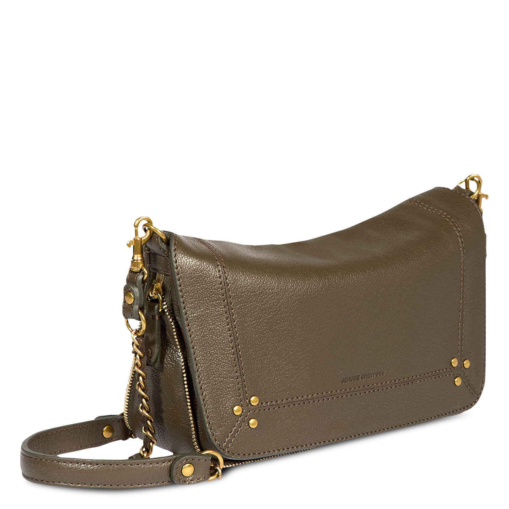 Dori leather shoulder bag JEROME DREYFUSS Khaki