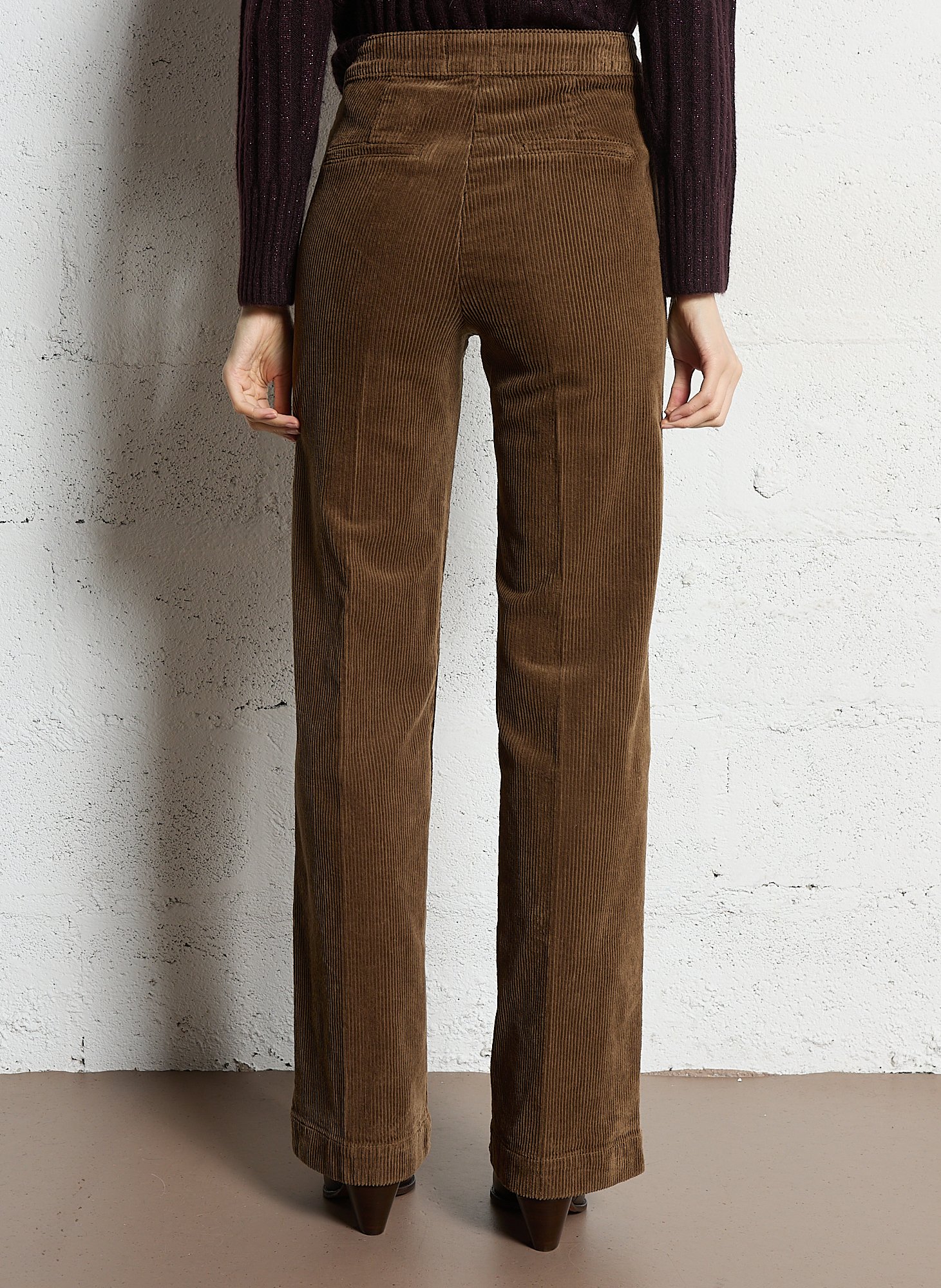 Broek met rechte pijpen van velours MAISON 123 Groen