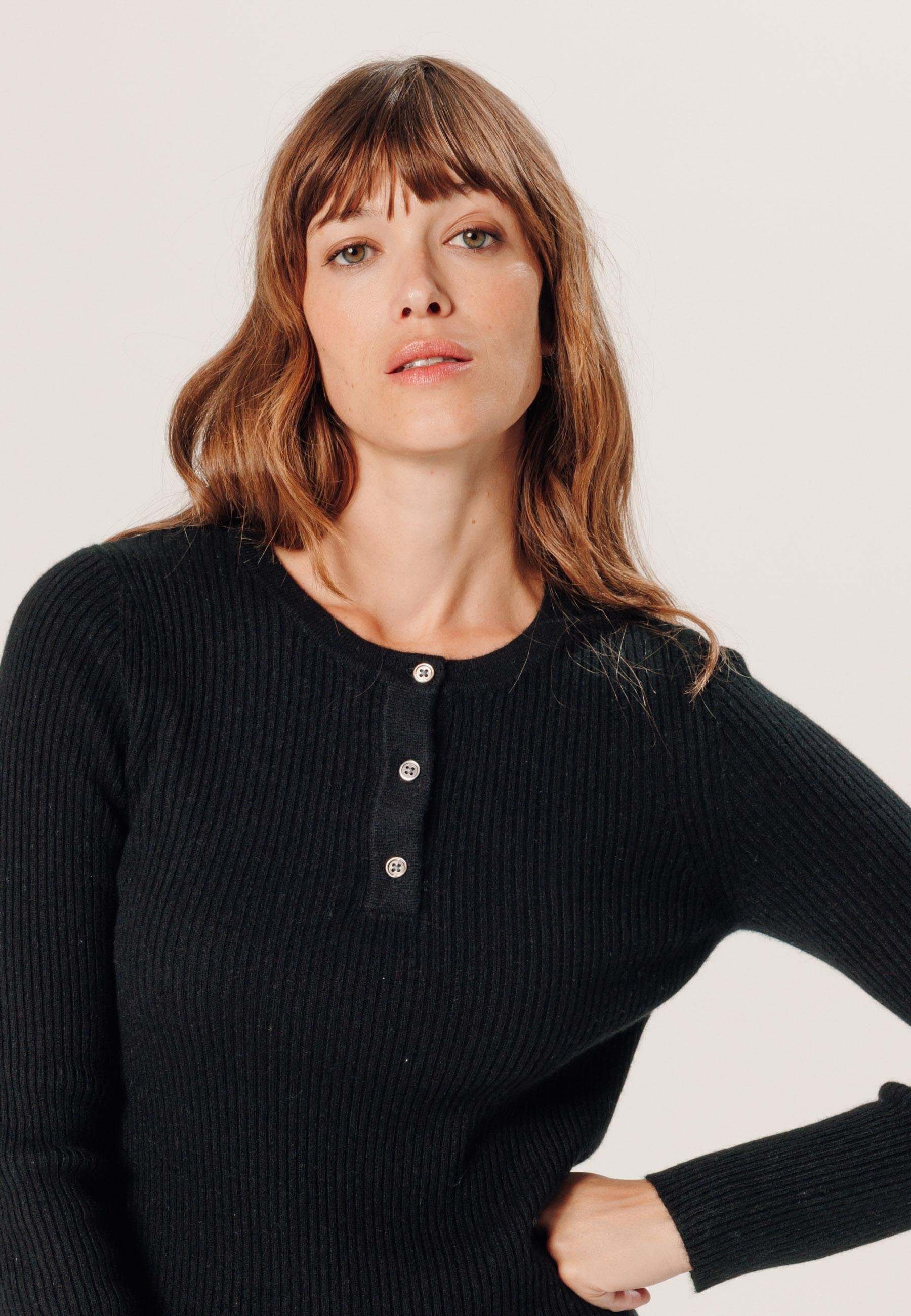 Cashmere Tunisian collar sweater RODIER Black