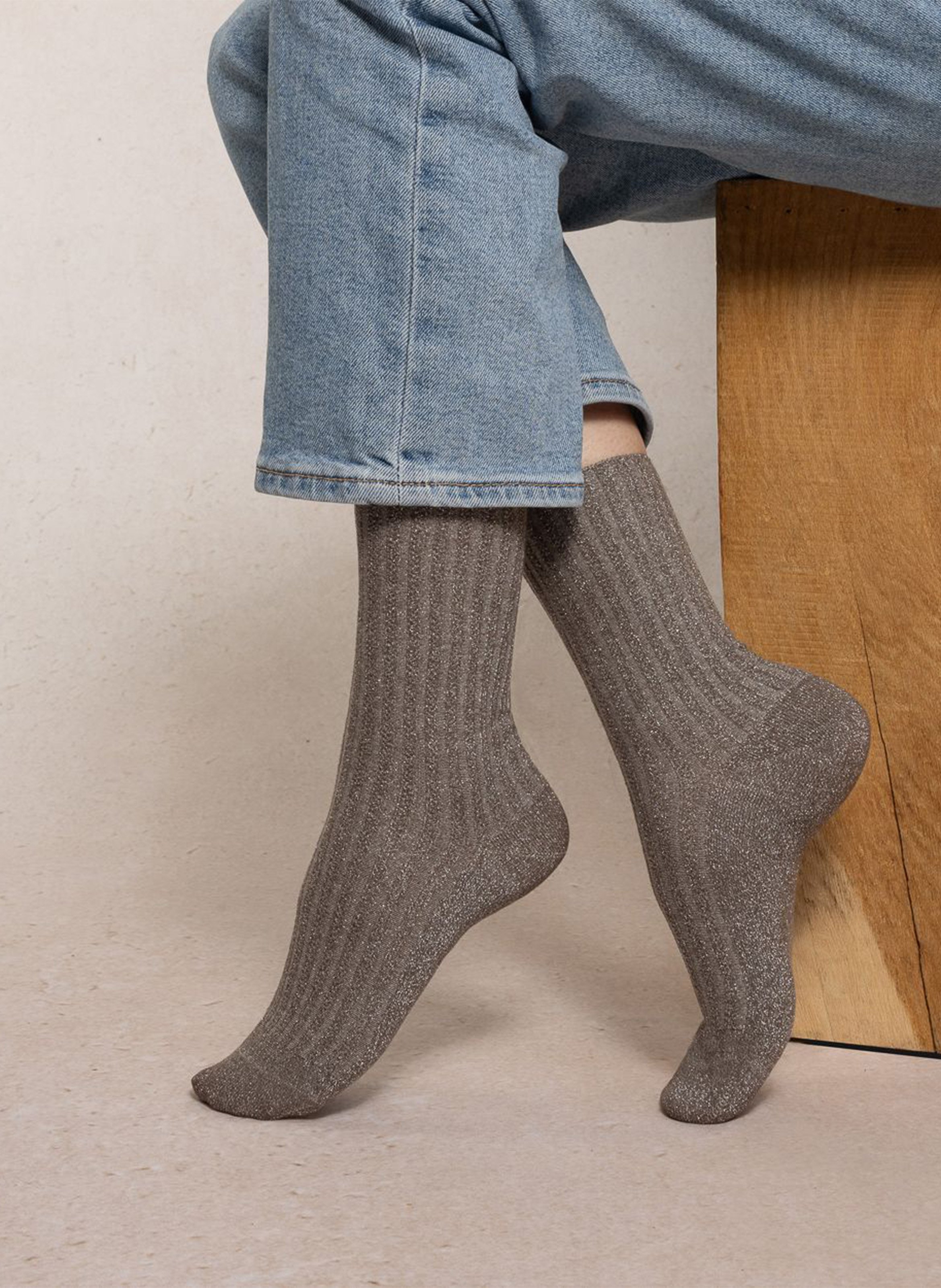 Baumwollsocken mit Logo BLEUFORET Silber