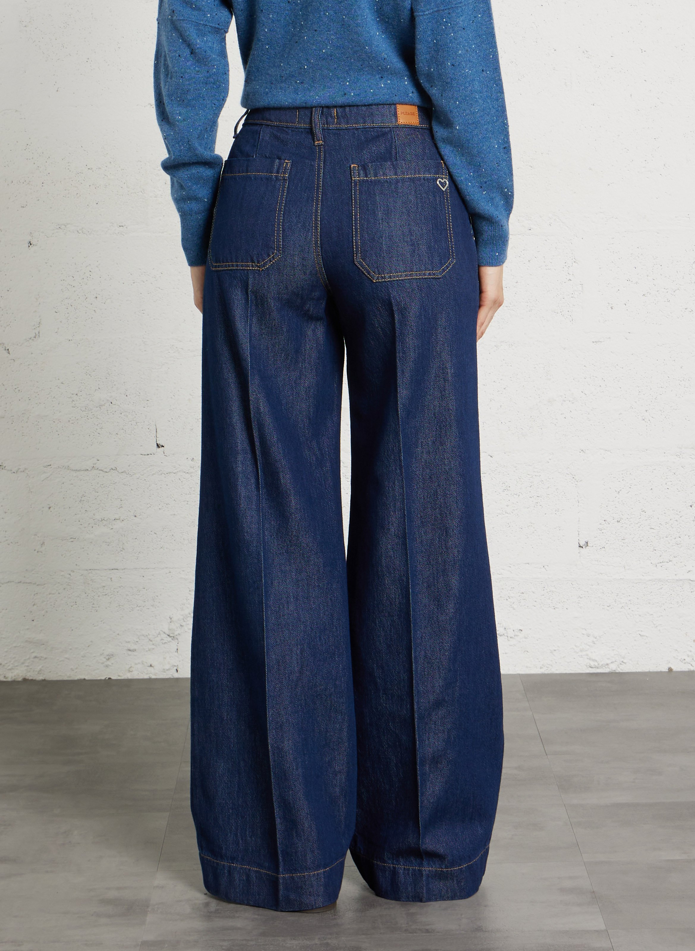 Jean large en coton mélangé PLEASE Bleu