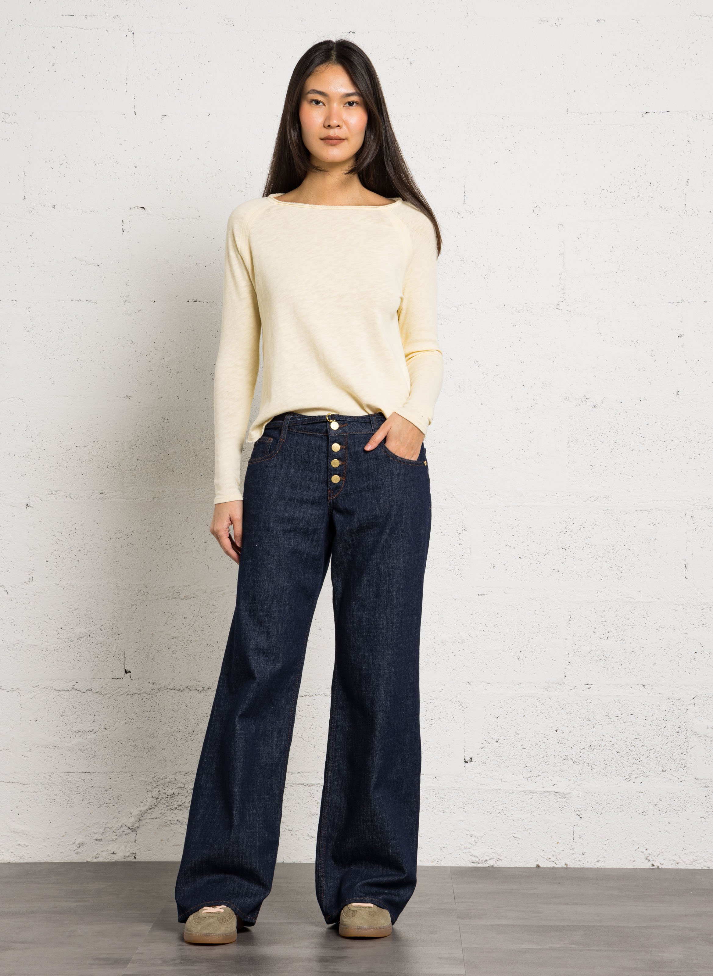 Tee-shirt col rond en coton AMERICAN VINTAGE Jaune