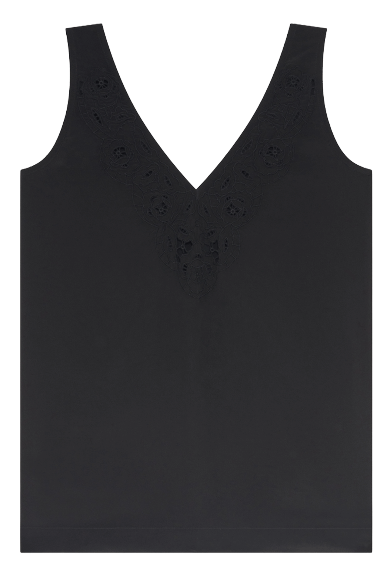 Débardeur col V à broderies PABLO Noir