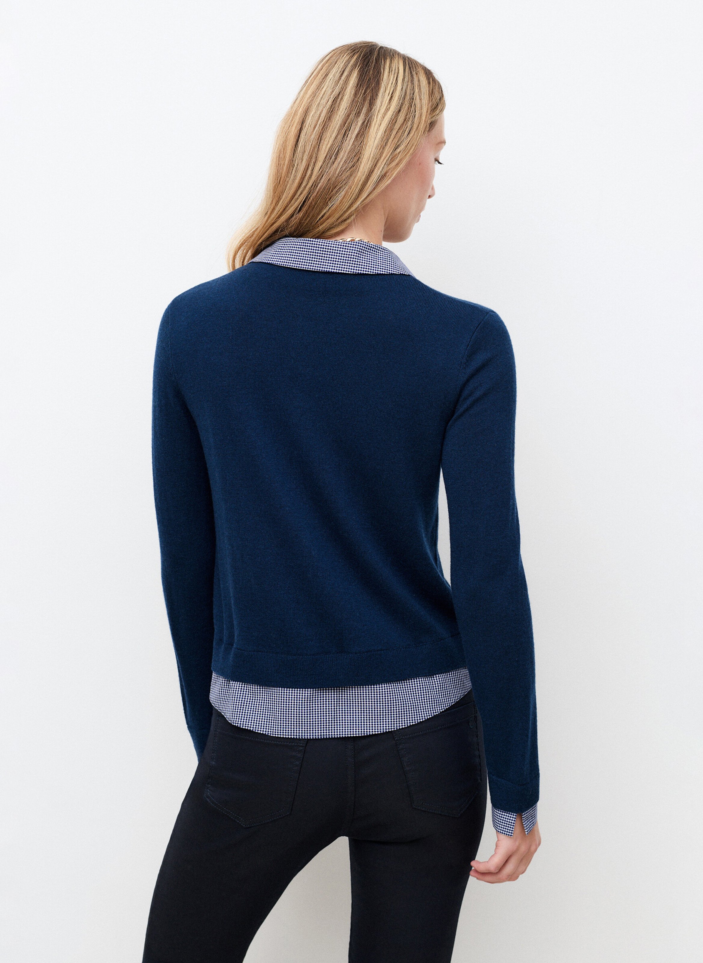 Gerader Pullover mit klassischem Kragen und Print CAROLL Blau