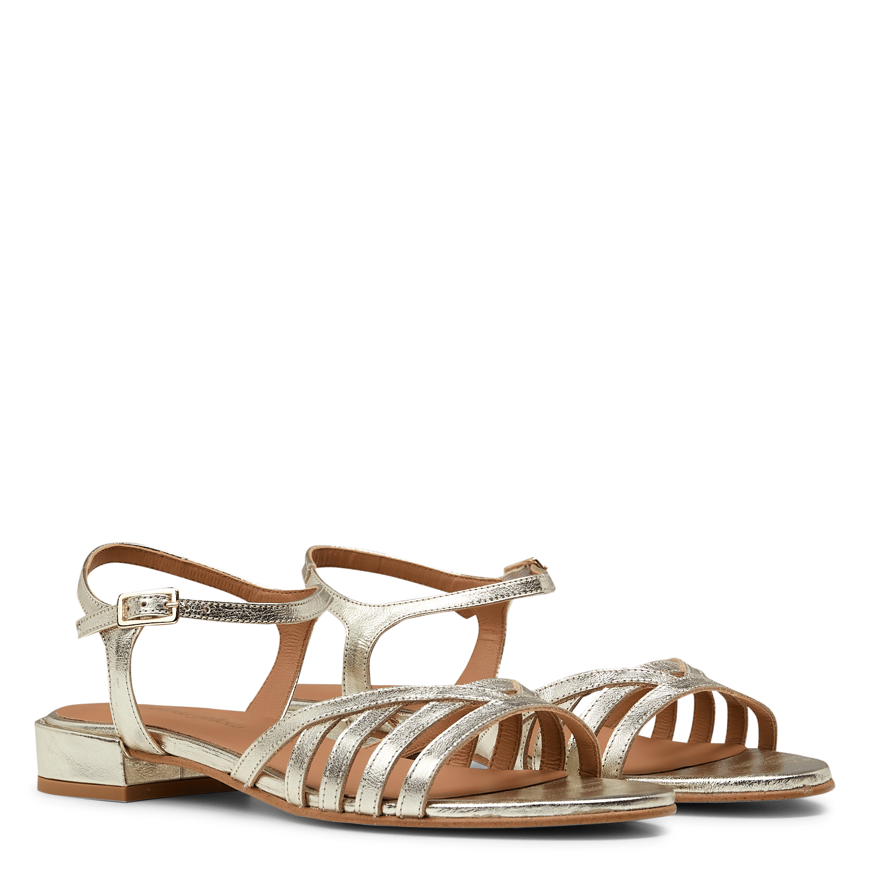 Aouda flat leather sandals MELLOW YELLOW Golden
