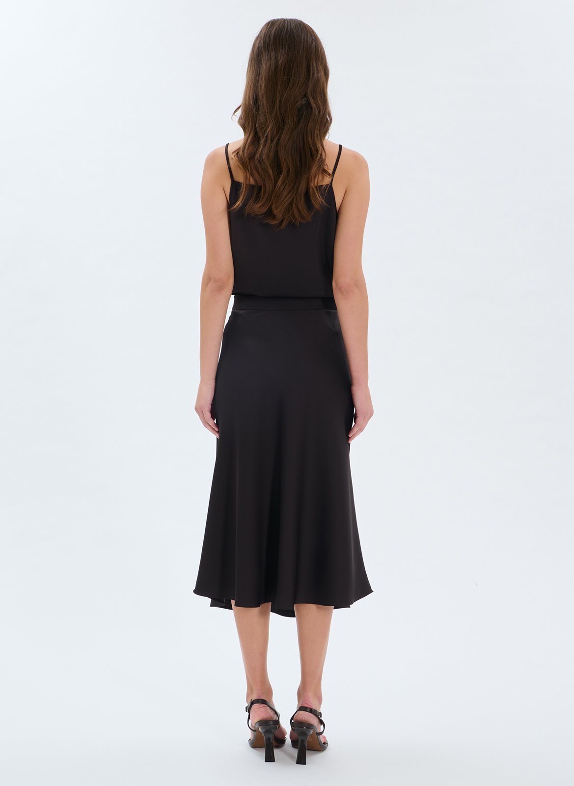 Halflange rok met hoge taille ZAPA Bruin