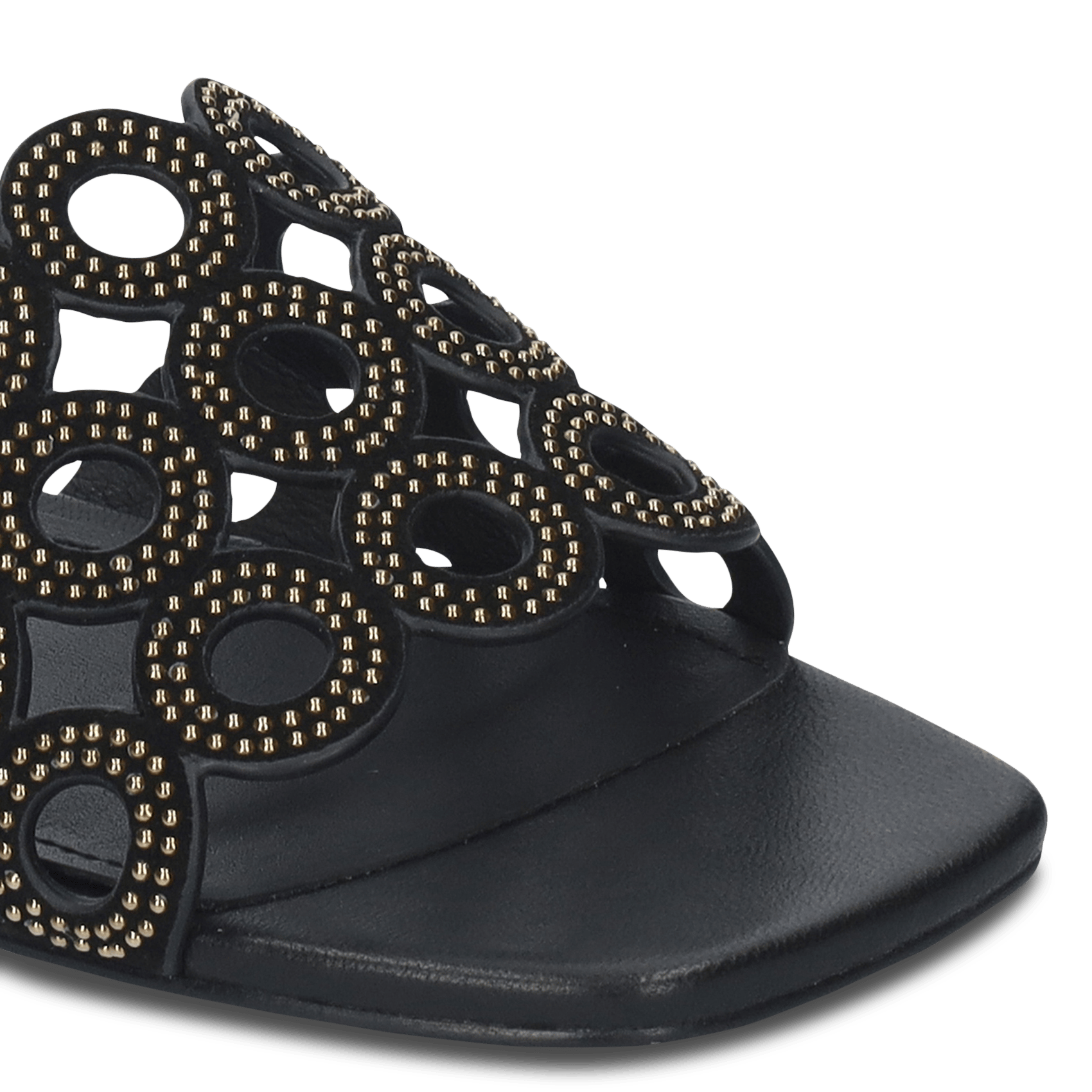 Sandales plates cloutées en cuir BIBI LOU Noir