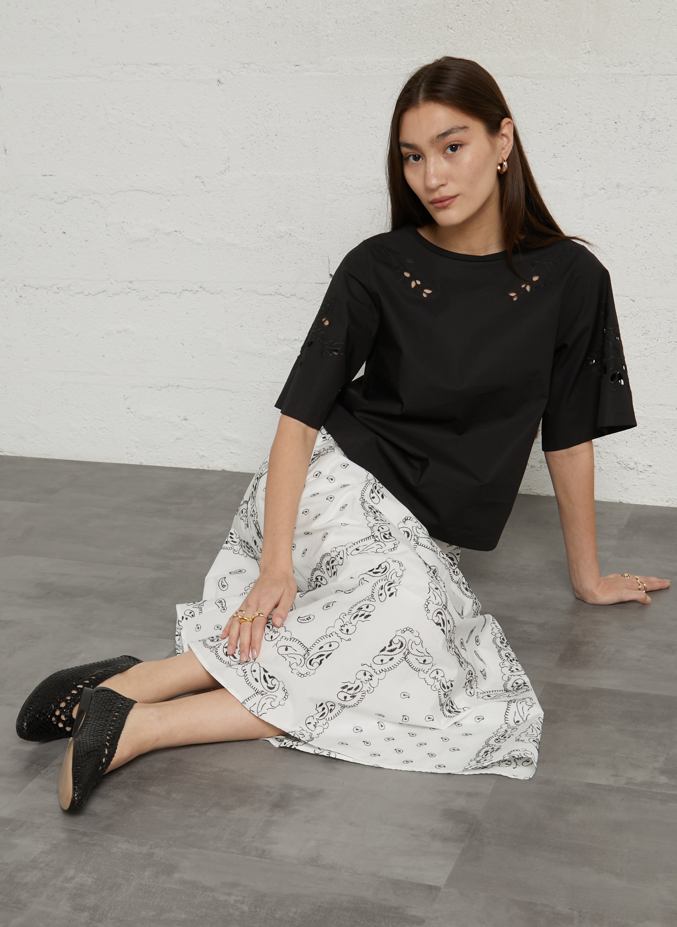 Gevlochten leren ballerina's MAISON 123 Zwart