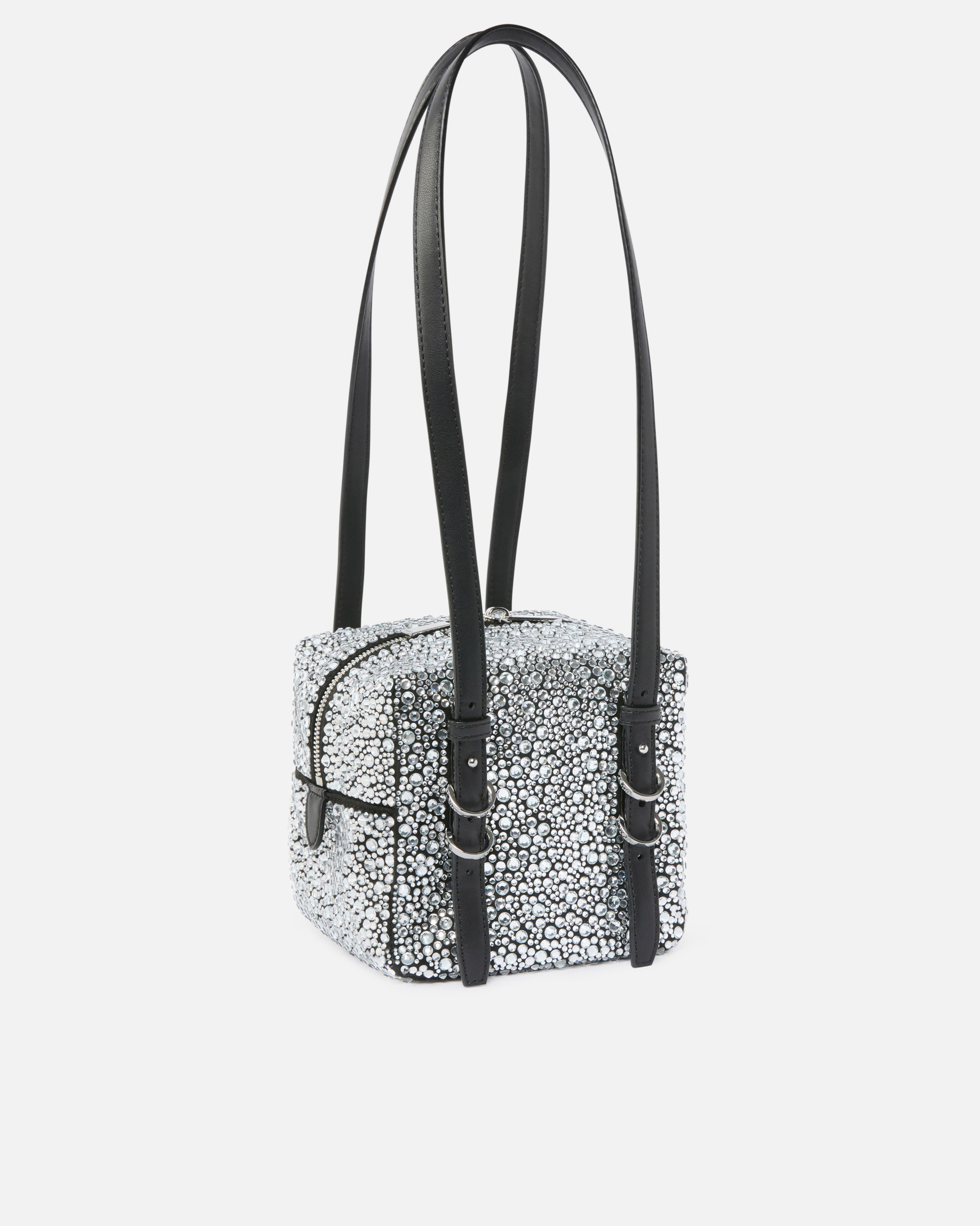 Petit sac à bandoulière cubic bag à strass PINKO Noir