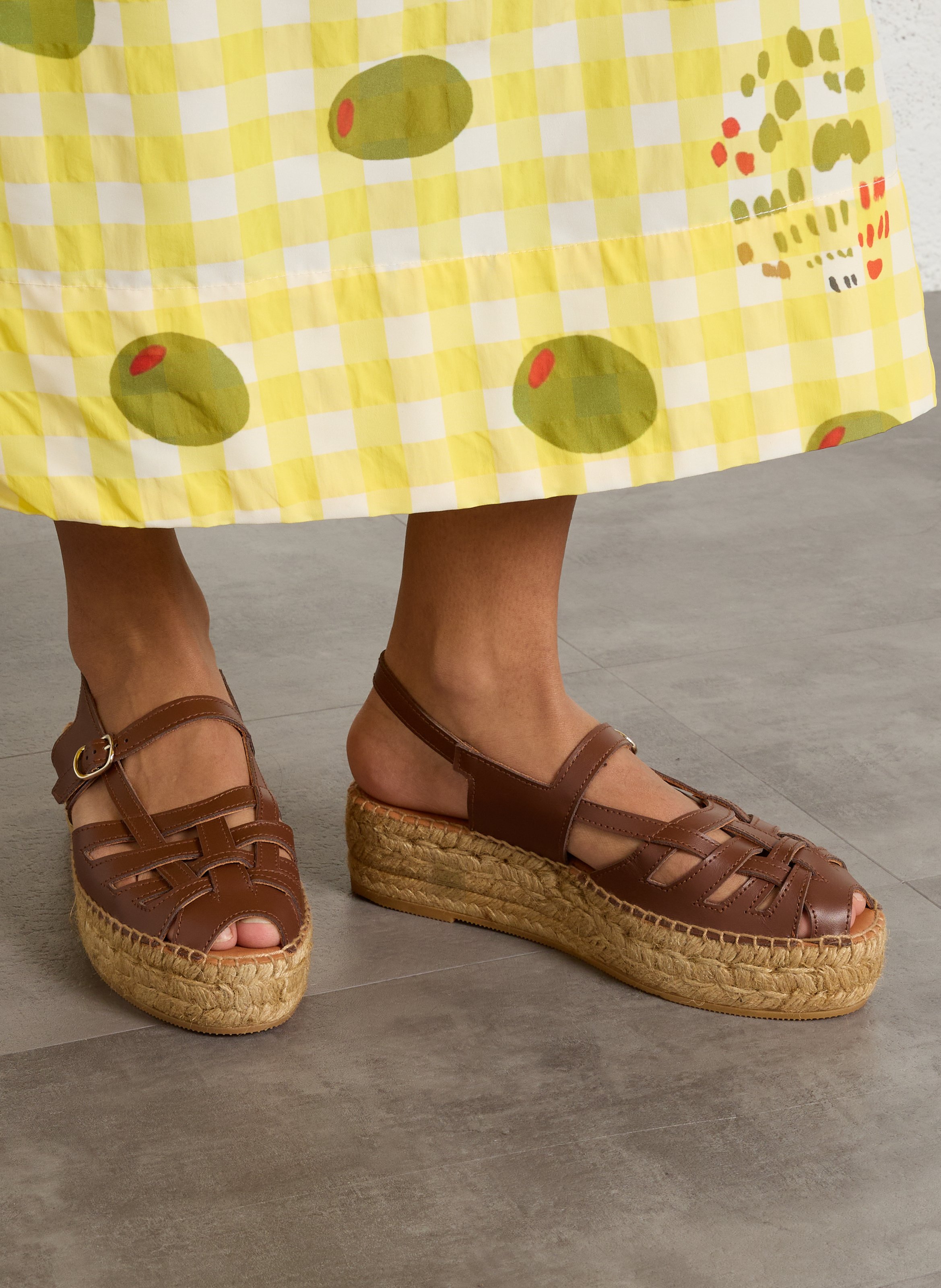 Espadrilles van leer NAGUISA Bruin