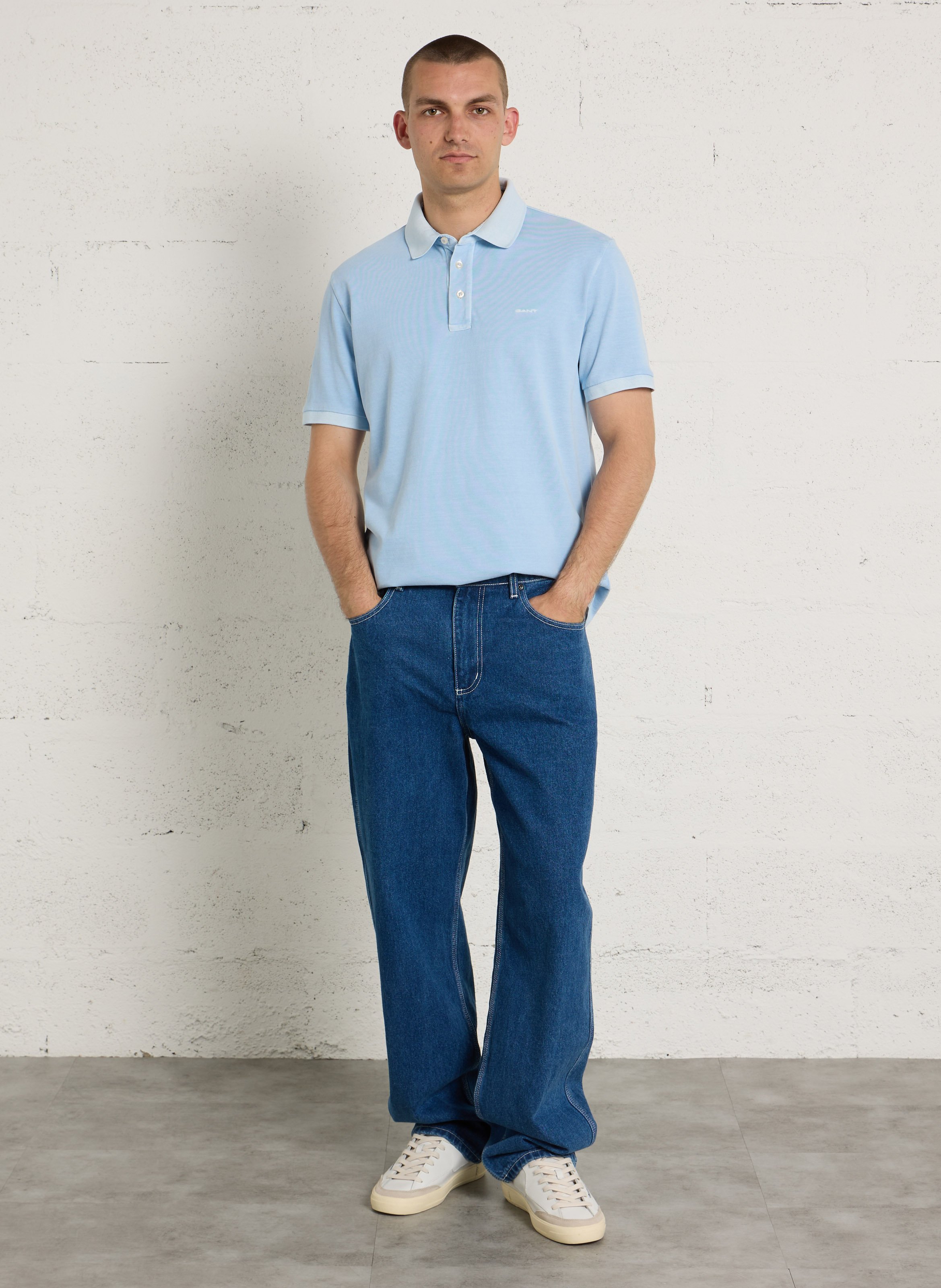 Straight cotton polo shirt GANT Blue