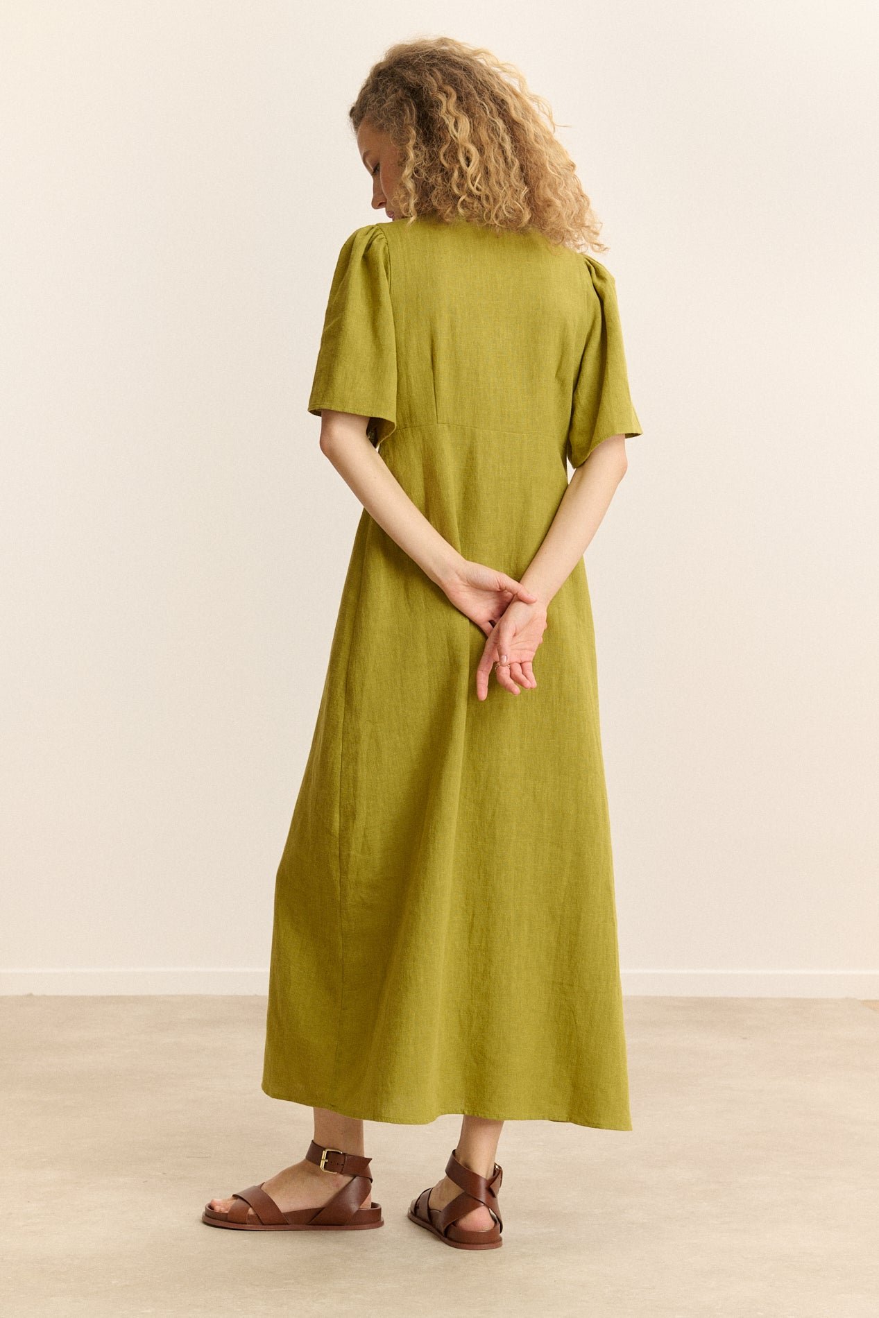 Robe midi manches courtes GARANCE PARIS Vert