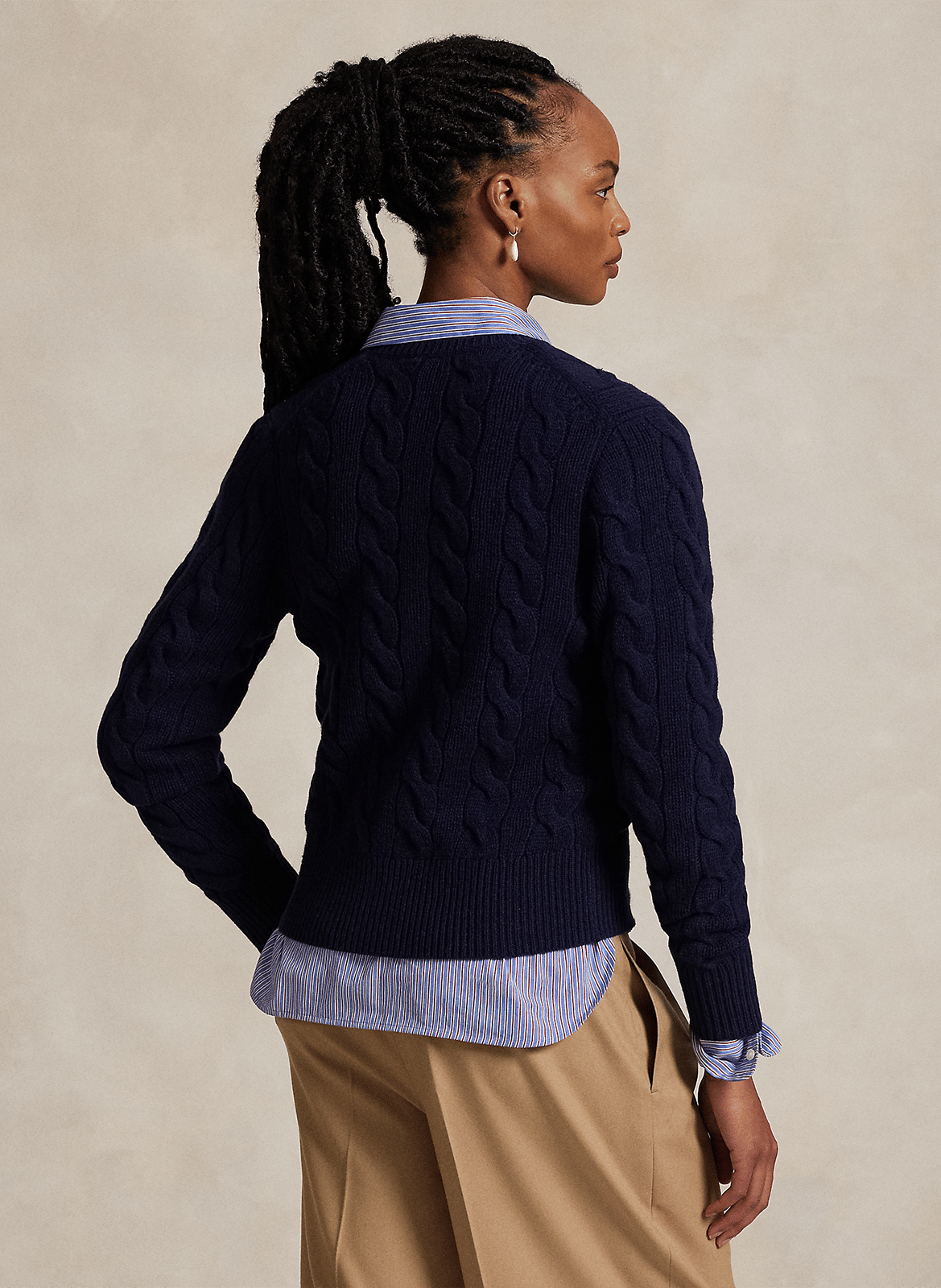 Strickjacke aus Woll-Mix mit Rundhalsausschnitt | Blau POLO RALPH LAUREN Damen