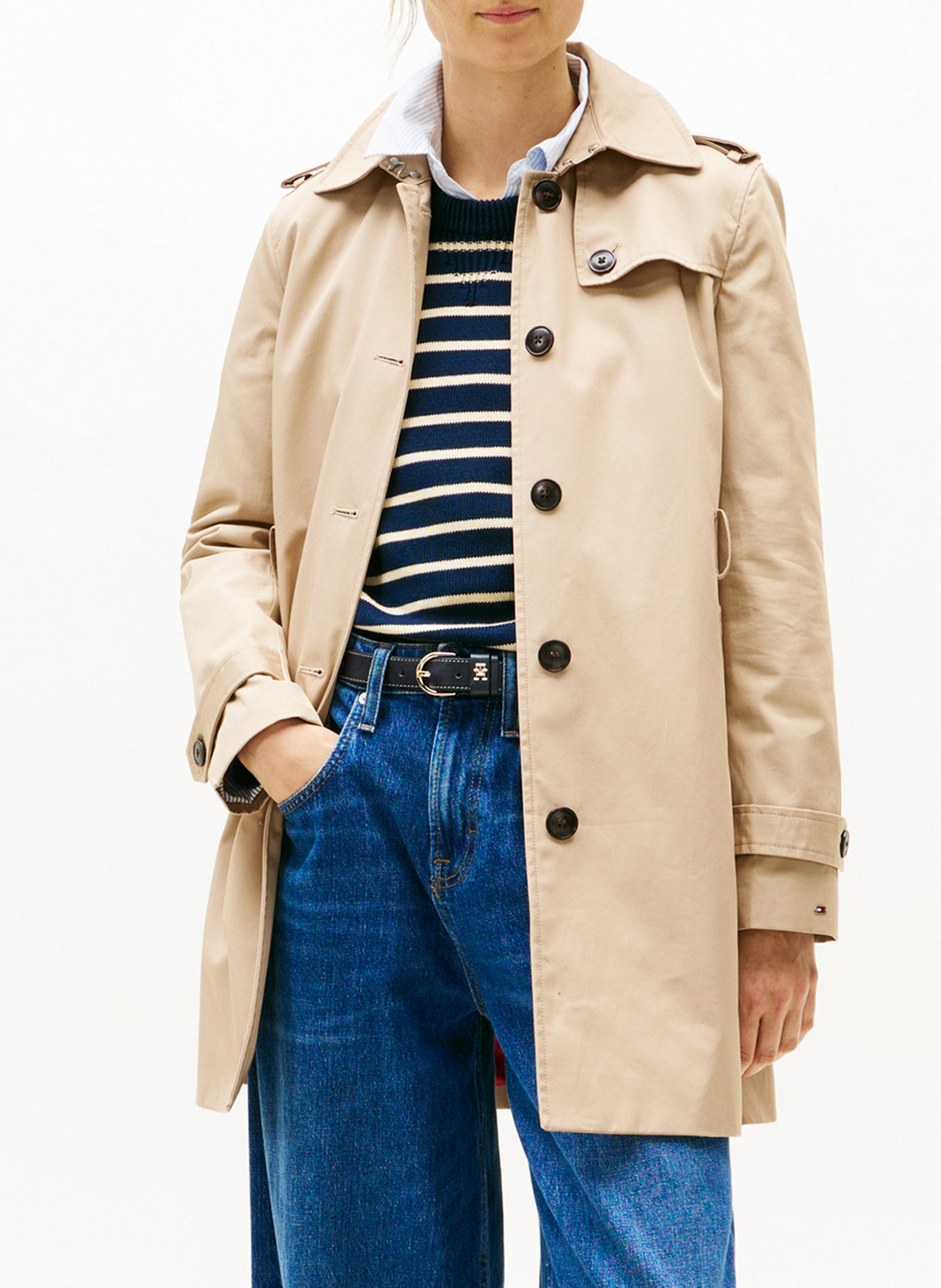 Gerader Trenchcoat aus Bio-Baumwolle TOMMY HILFIGER Beige