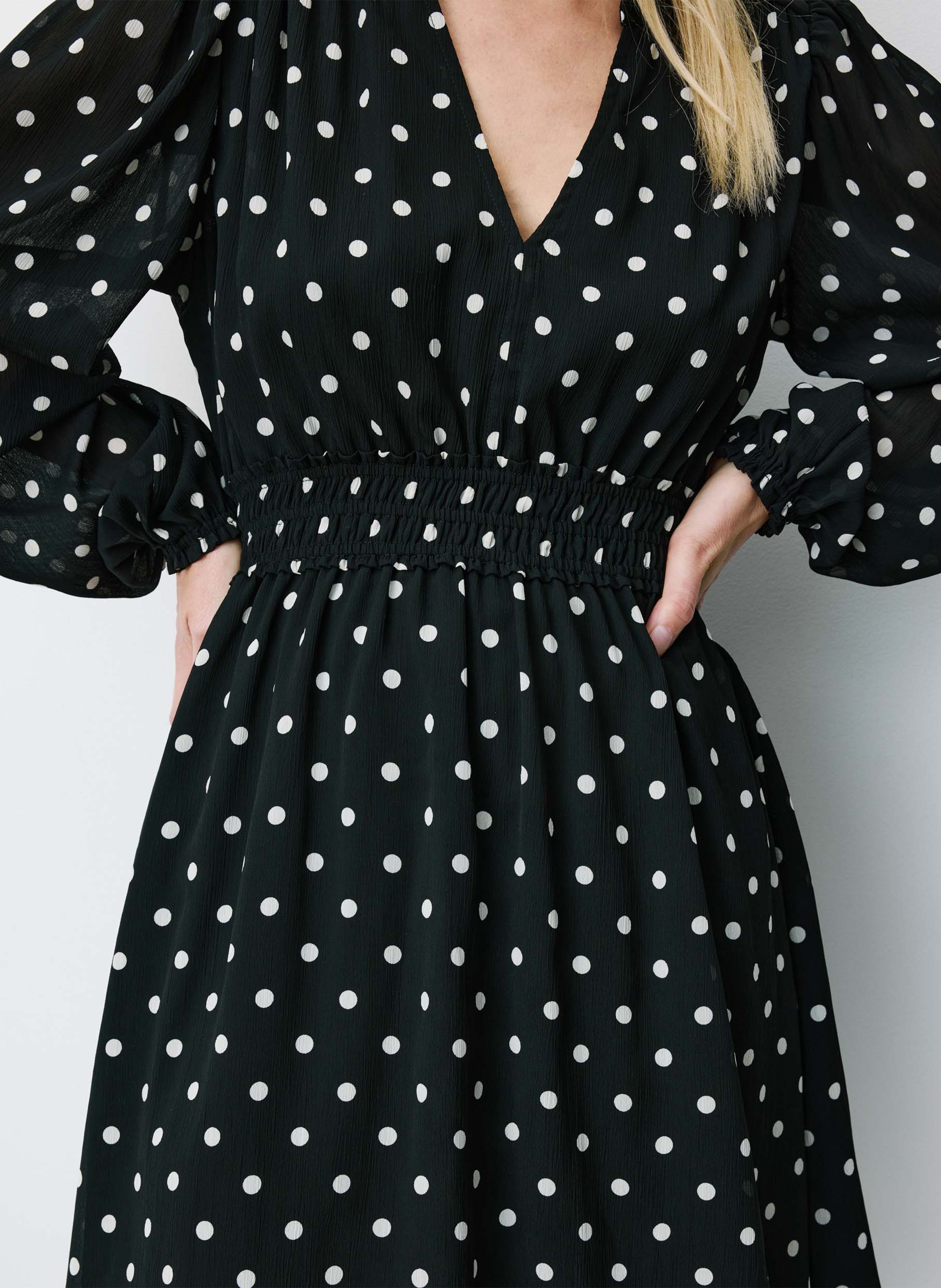 Robe courte col V imprimée GRACE ET MILA Noir