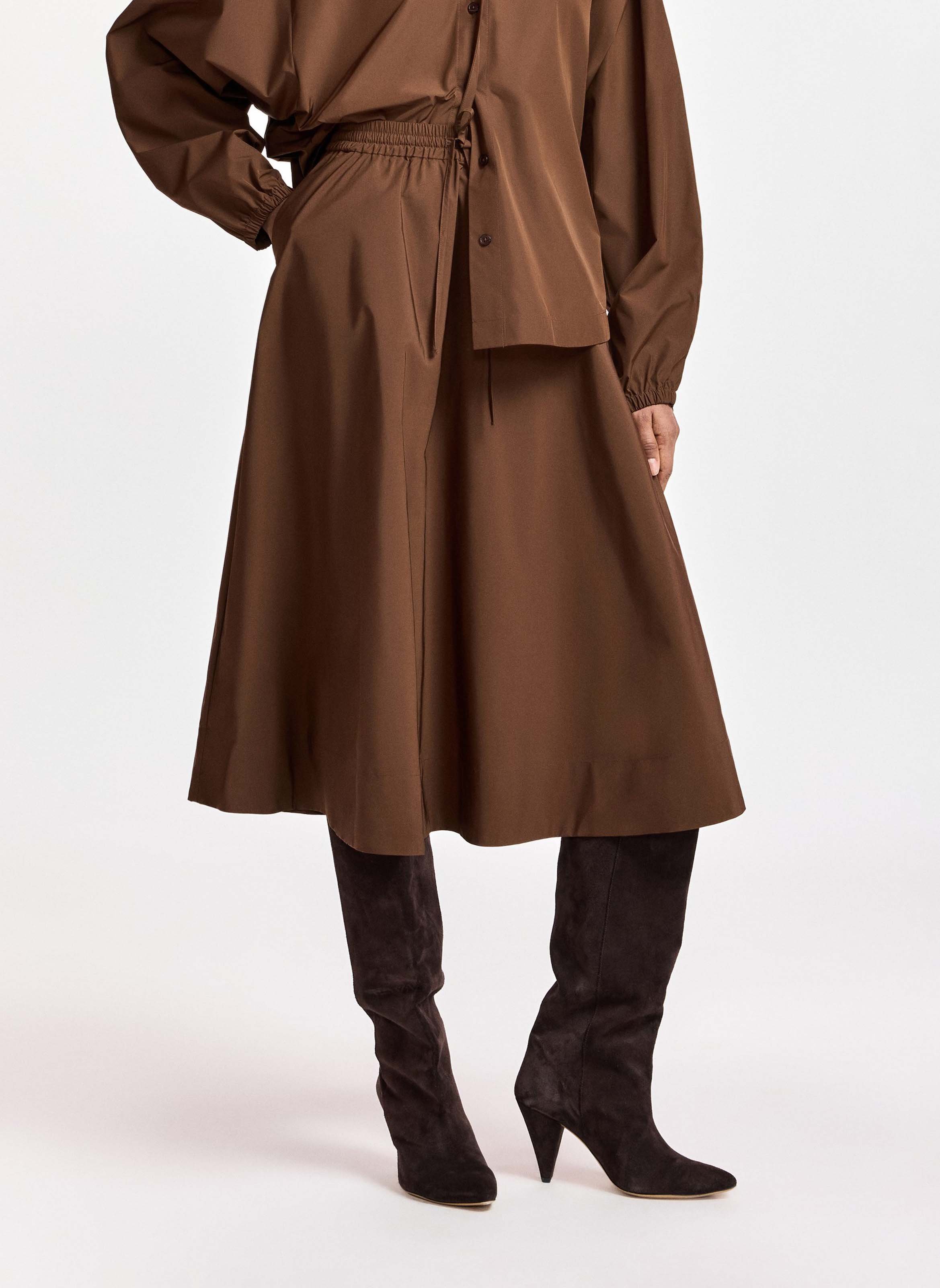 Ausgestellter Midirock mit elastischer Taille ESSENTIEL ANTWERP Braun