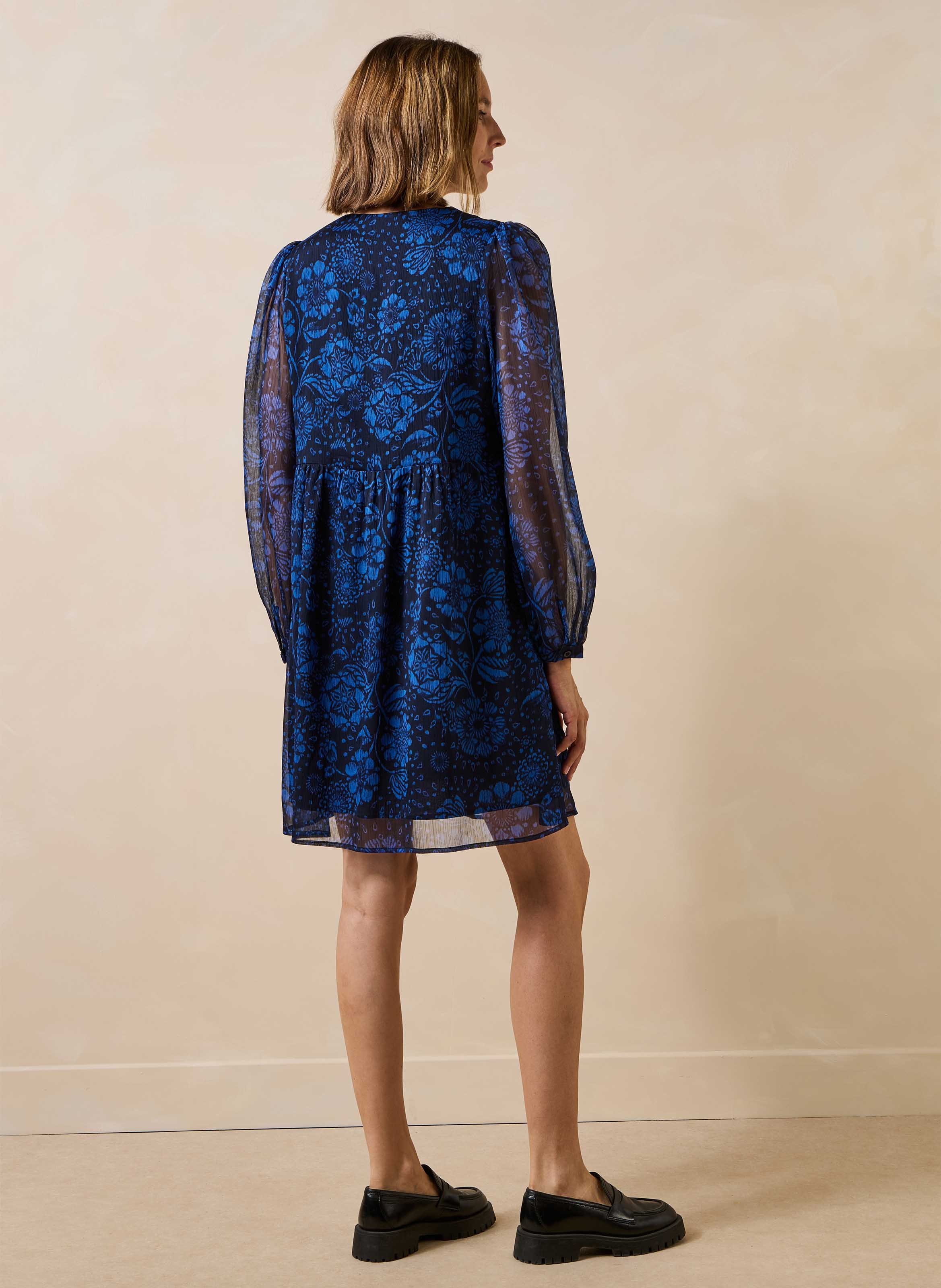 Weites Kleid mit Blumenmuster LA FEE MARABOUTEE Blau