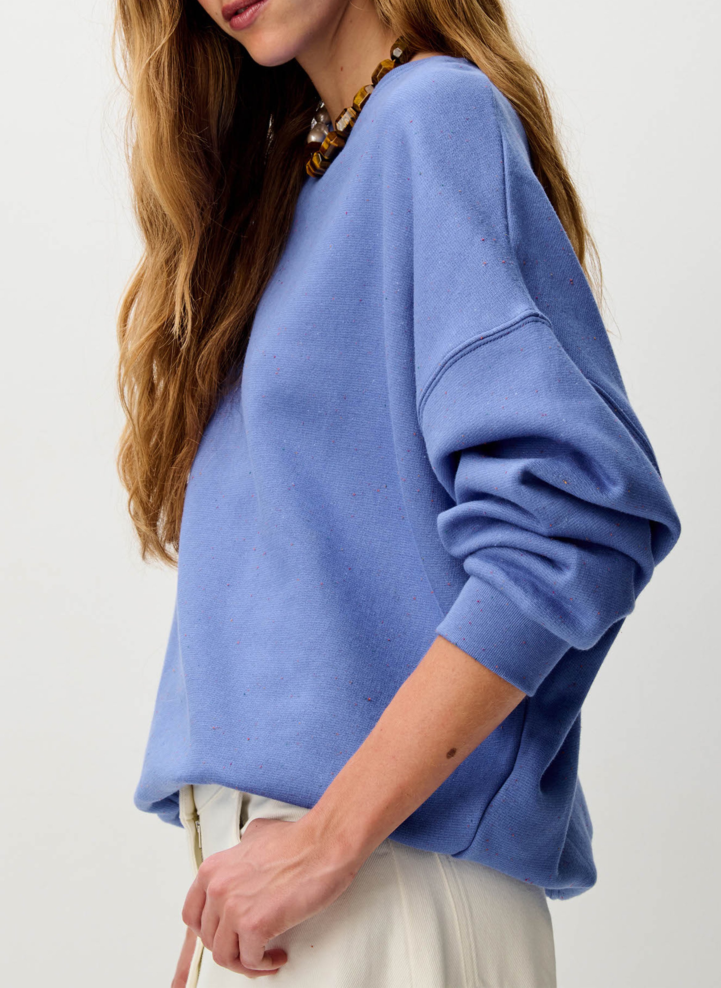 Oversize-Rundhals-Sweatshirt aus Baumwoll-Mix SESSUN Blau
