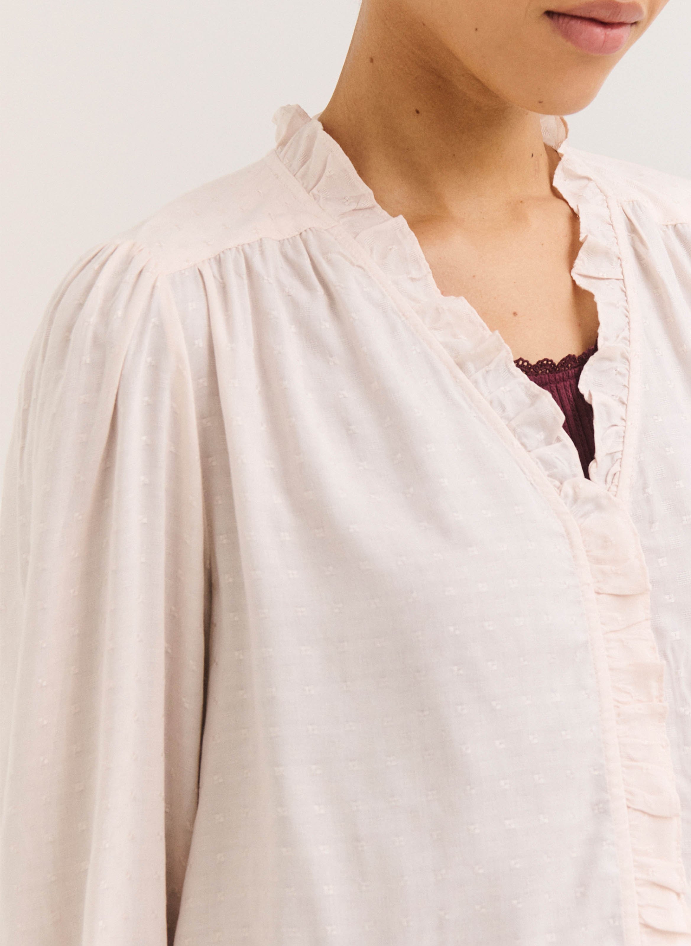 Chemise droite col V PABLO Rouge