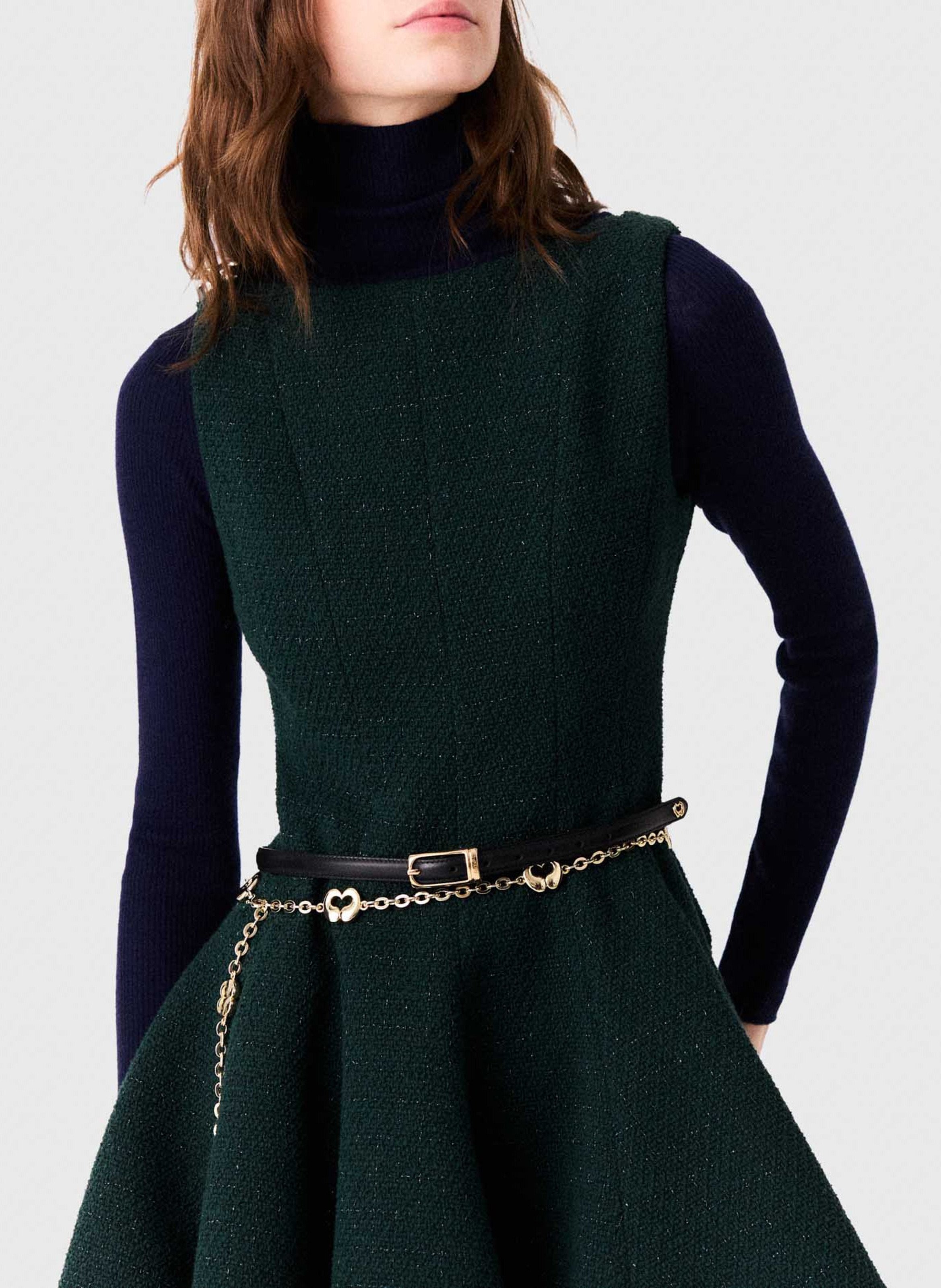 Robe courte sans manches en tweed de coton mélangé MAJE Vert