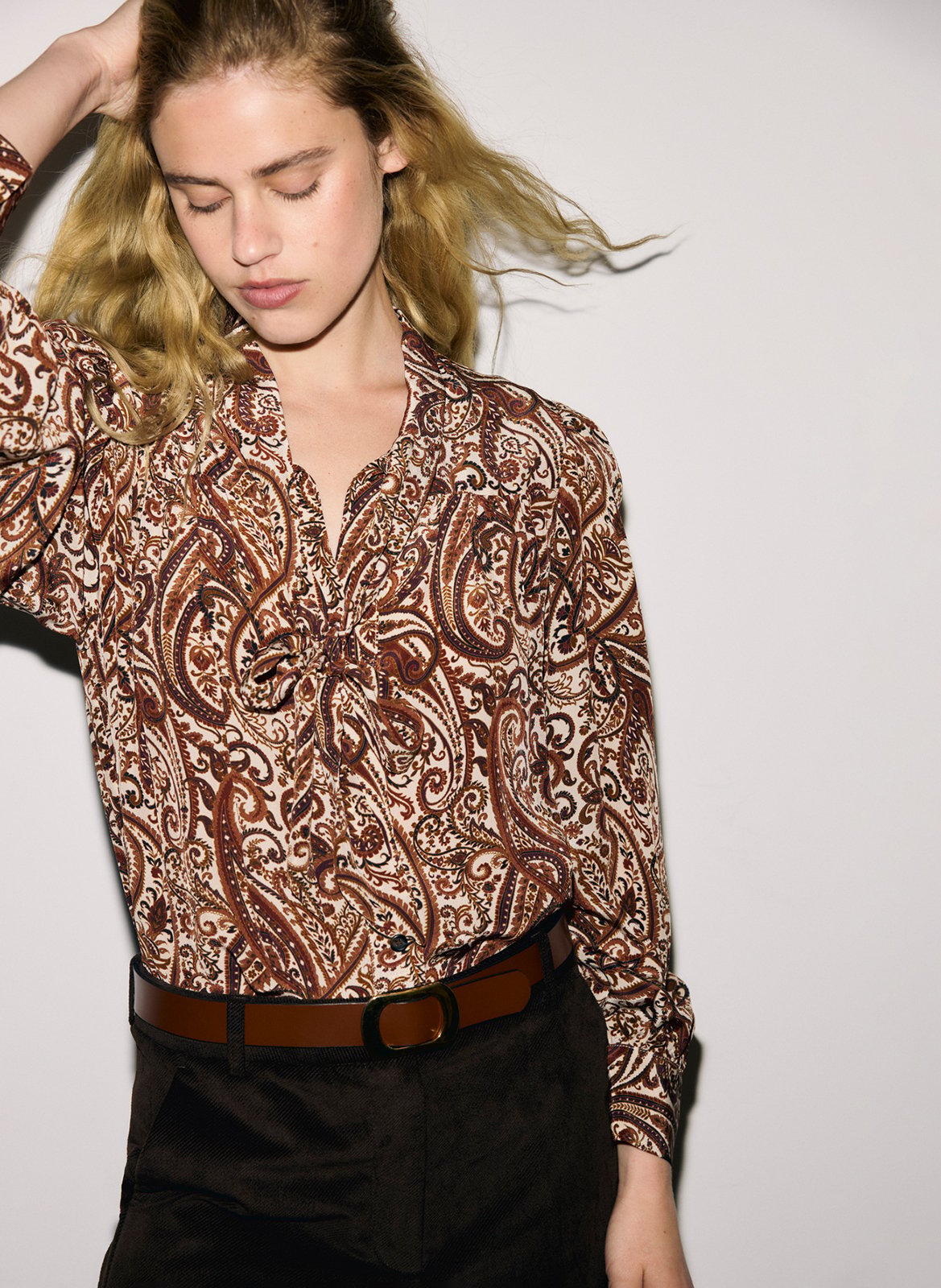 Chemise droite col lavallière GERARD DAREL Marron