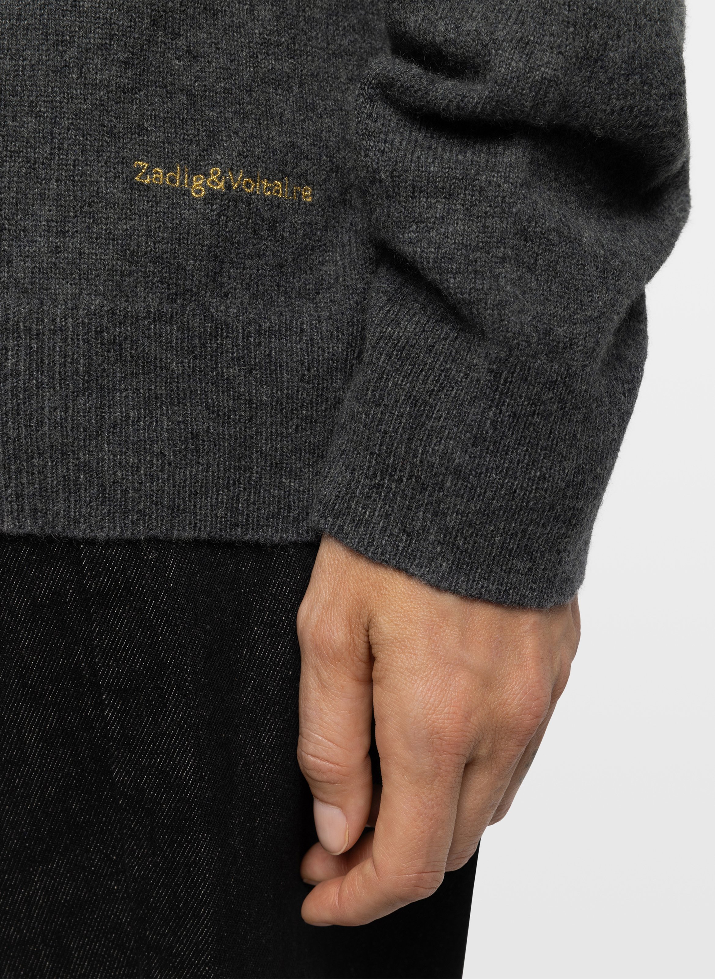 Pull col v uni en cachemire ZADIG&VOLTAIRE Grey
