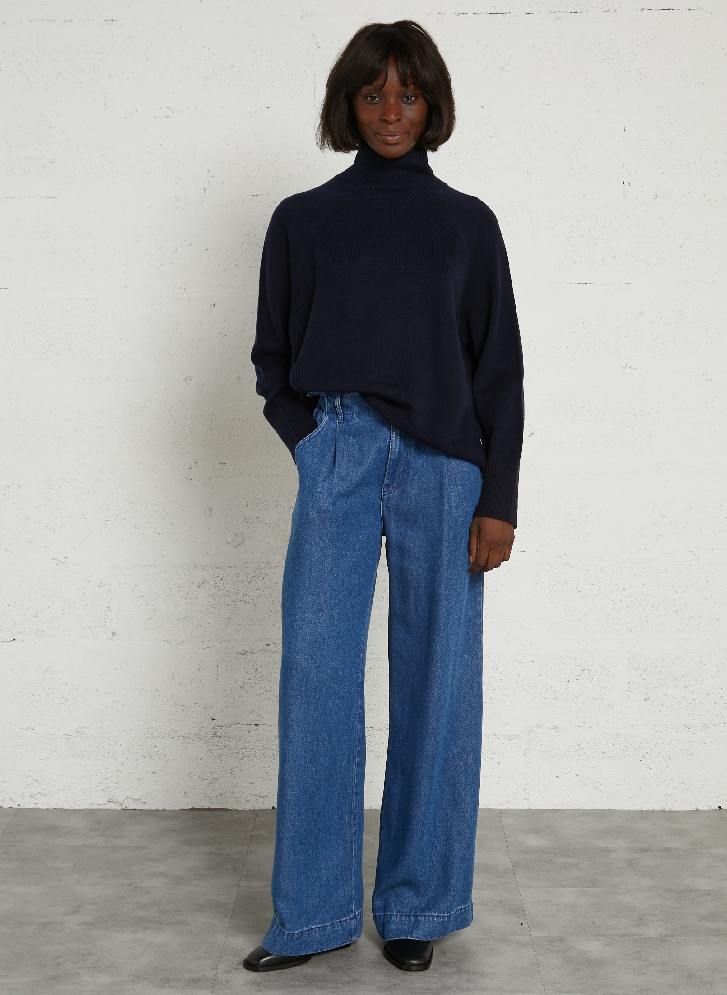 Oversize-Wollpullover DES PETITS HAUTS Blau