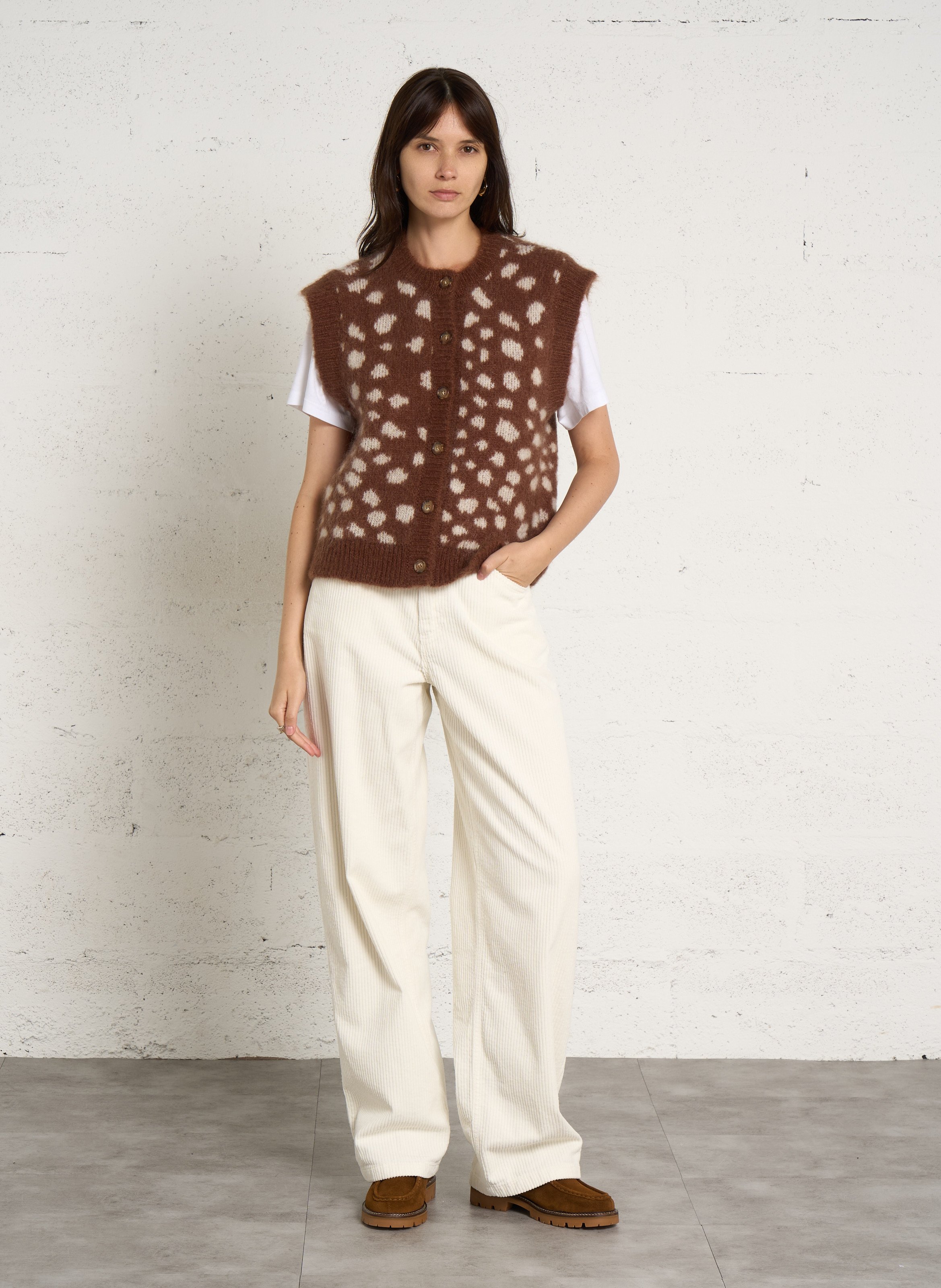 Vest van wolmix met ronde hals DES PETITS HAUTS Veelkleurig