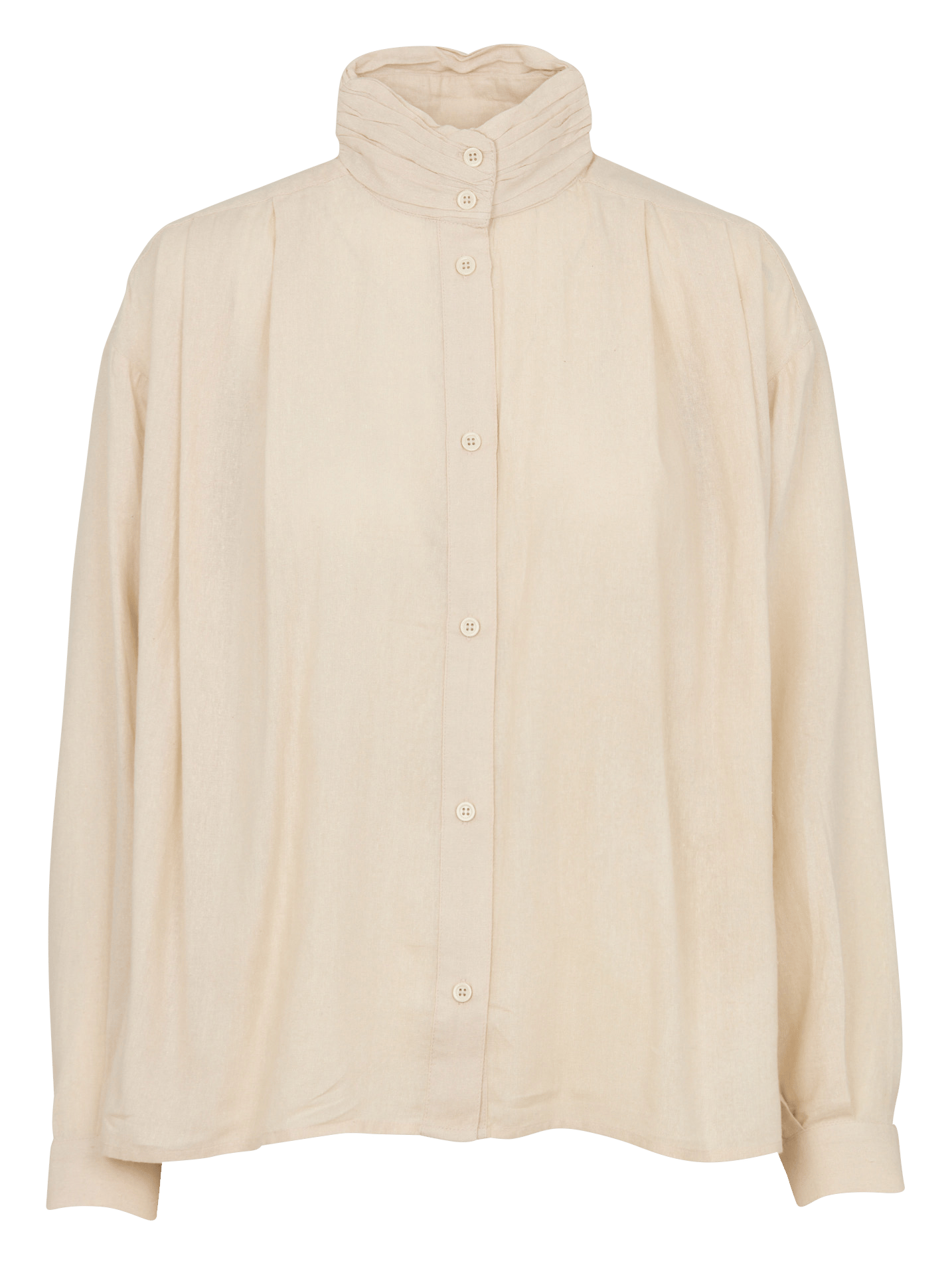 Rechte zijden blouse met opstaande kraag BELLEPIECE Beige