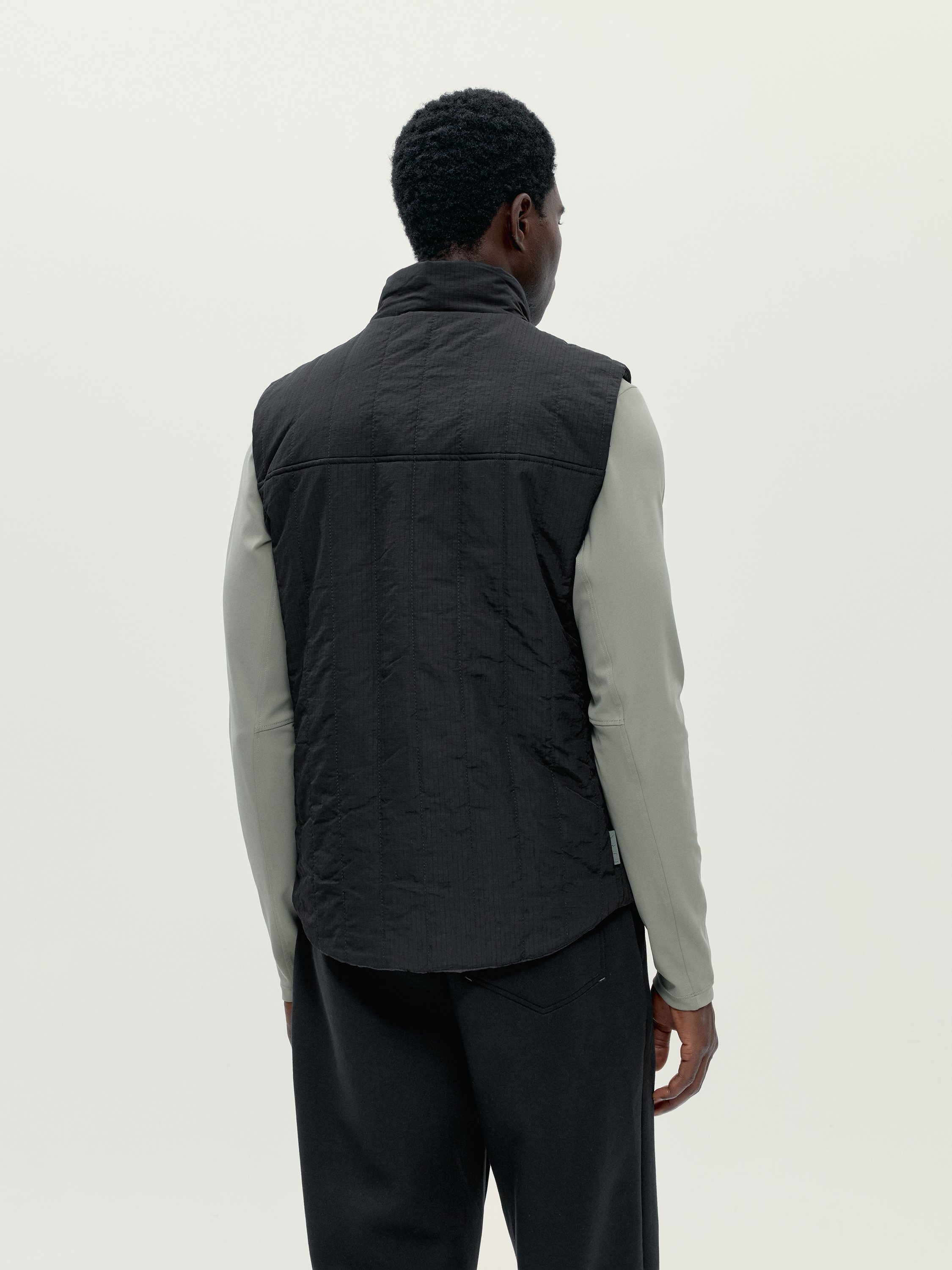 Men's sporty sleeveless puffer vest, soft touch, zipper closure BORN Black
